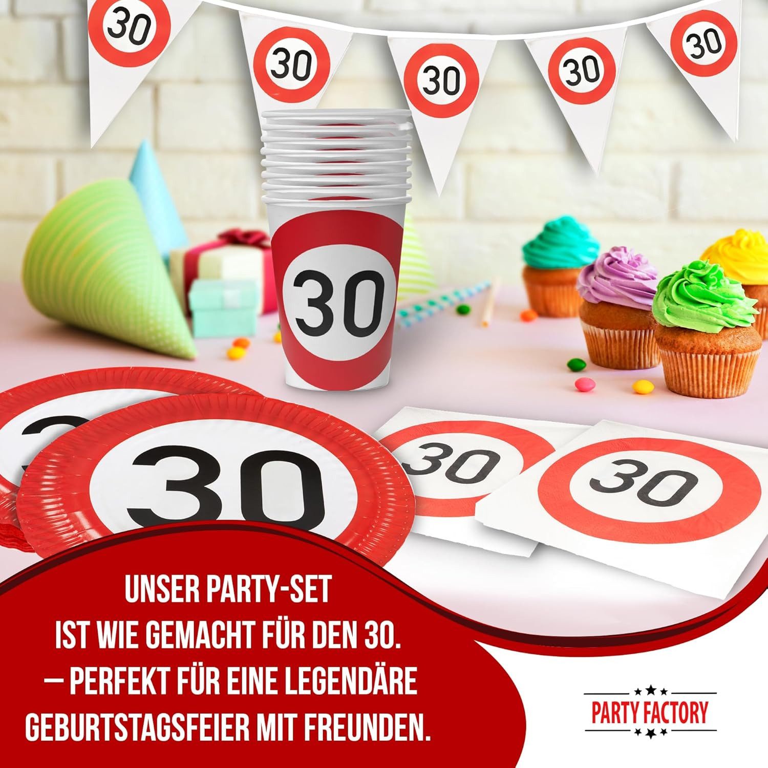 Party Factory Dekoteller Happy Birthday Verkehrsschilder 30 zum 30-sten Geb günstig online kaufen
