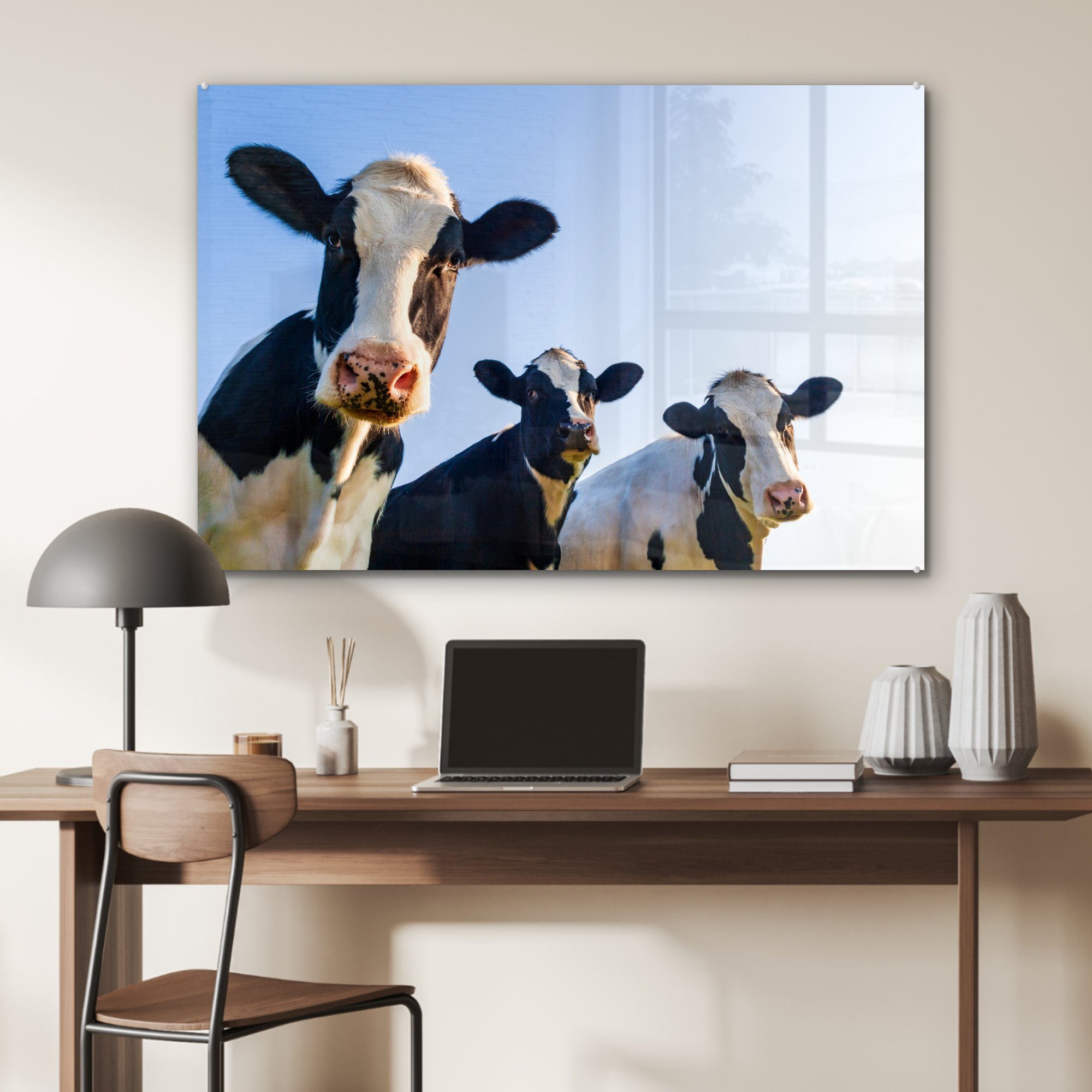 MuchoWow Acrylglasbild Kuh - Schlafzimmer Wohnzimmer St), - Makro, - Blau Acrylglasbilder & (1 Tiere