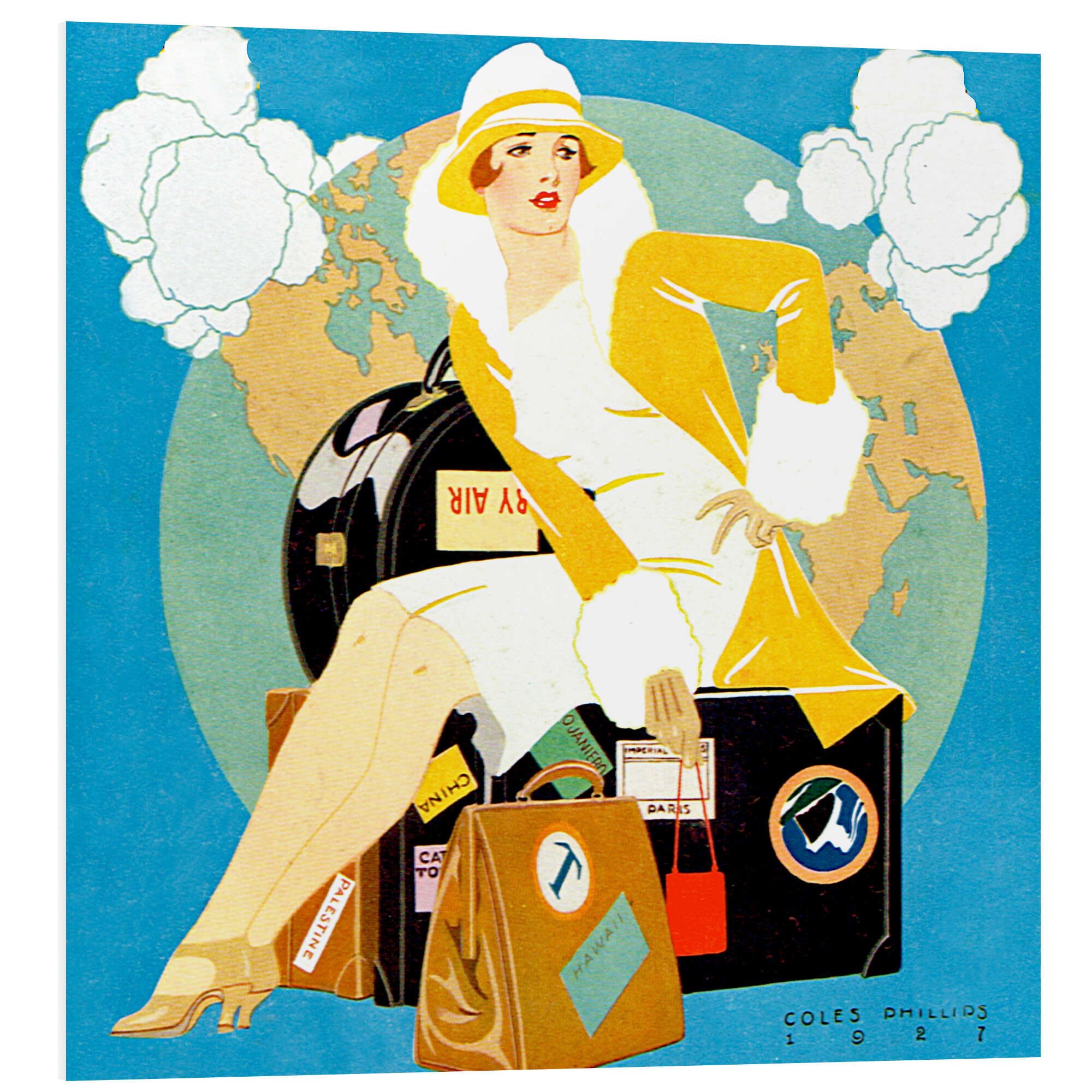 Posterlounge Wandbild Reisende Lady - Life-Magazin, 1927, Clarence Coles Phillips, erhältlich als Poster, Leinwandbild, Wandsticker oder Acrylglasbild