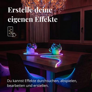 twinkly LED-Lichterschlauch Flex, Smarter RGB LED Schlauch, 3m Länge, Weiß, WiFi, Gen II, IP20