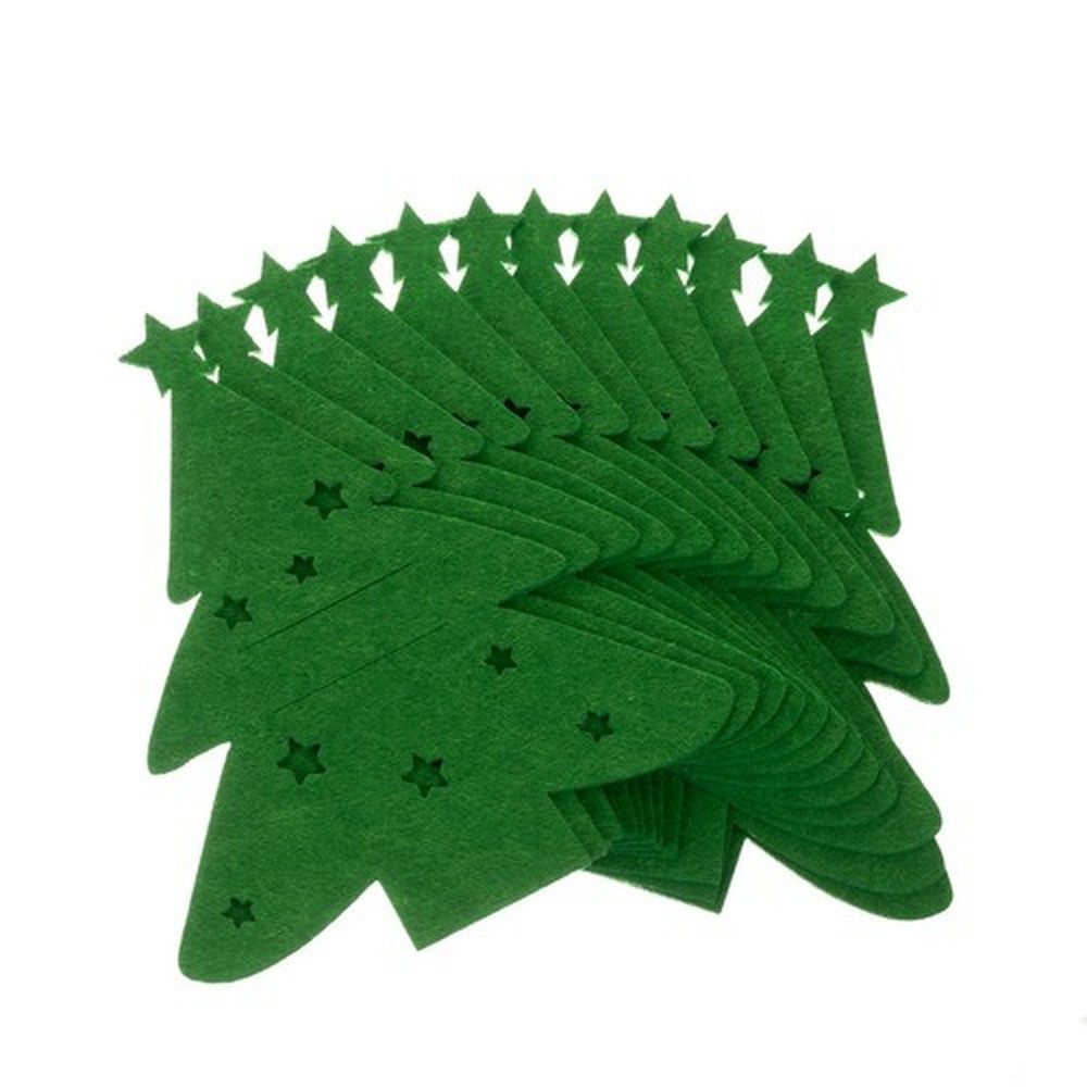 Ruhhy Besteckträger Filz-Weihnachtsbesteckhülle Besteckkoffer, (Spar-Set, 12-tlg., Tischdekoration), Intensives Weihnachtsgrün sorgt für fröhliche Atmosphäre