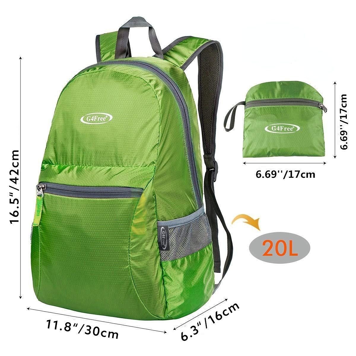 G4Free Trekkingrucksack 20L Trekkingrucksack Reiserucksack Minirucksack Daypack Faltbar, Freizeitrucksack Packsack Tagesrucksack Wanderrucksack Wasserabweisend