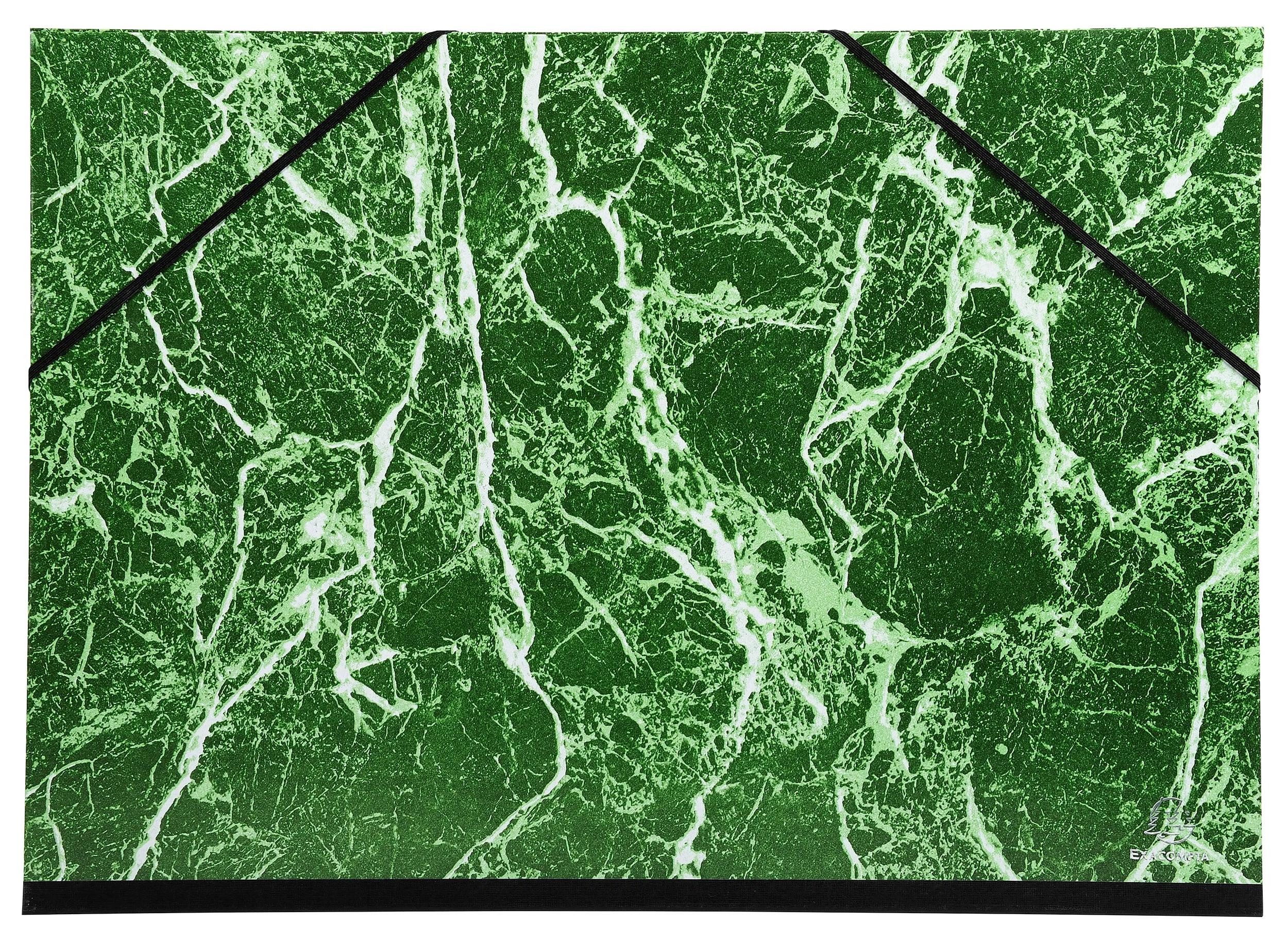 Schreibmappe 10x Zeichenmappe + Gummizug, marmoriert, lackiert, 37x52cm, Grün, 635E