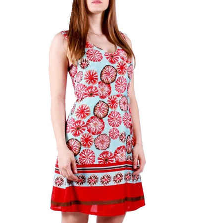 ANONYME Minikleid »ANONYME Träger-Kleid modisches Damen Sommer-Kleid mit Allover-Print Freizeit-Kleid Blau/Rot«
