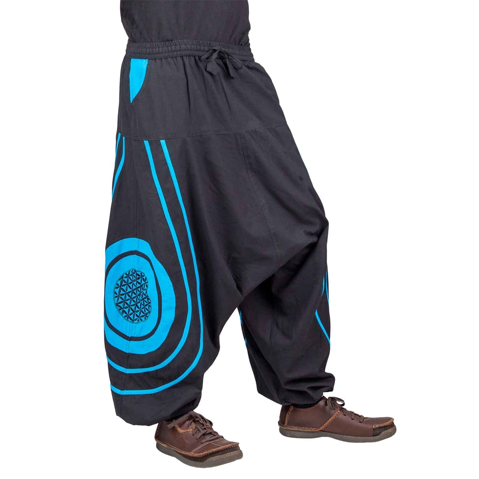 KUNST UND MAGIE Haremshose Baggy Pants Hippie Baumwolle Haremshose Lebensblume Flower of Life