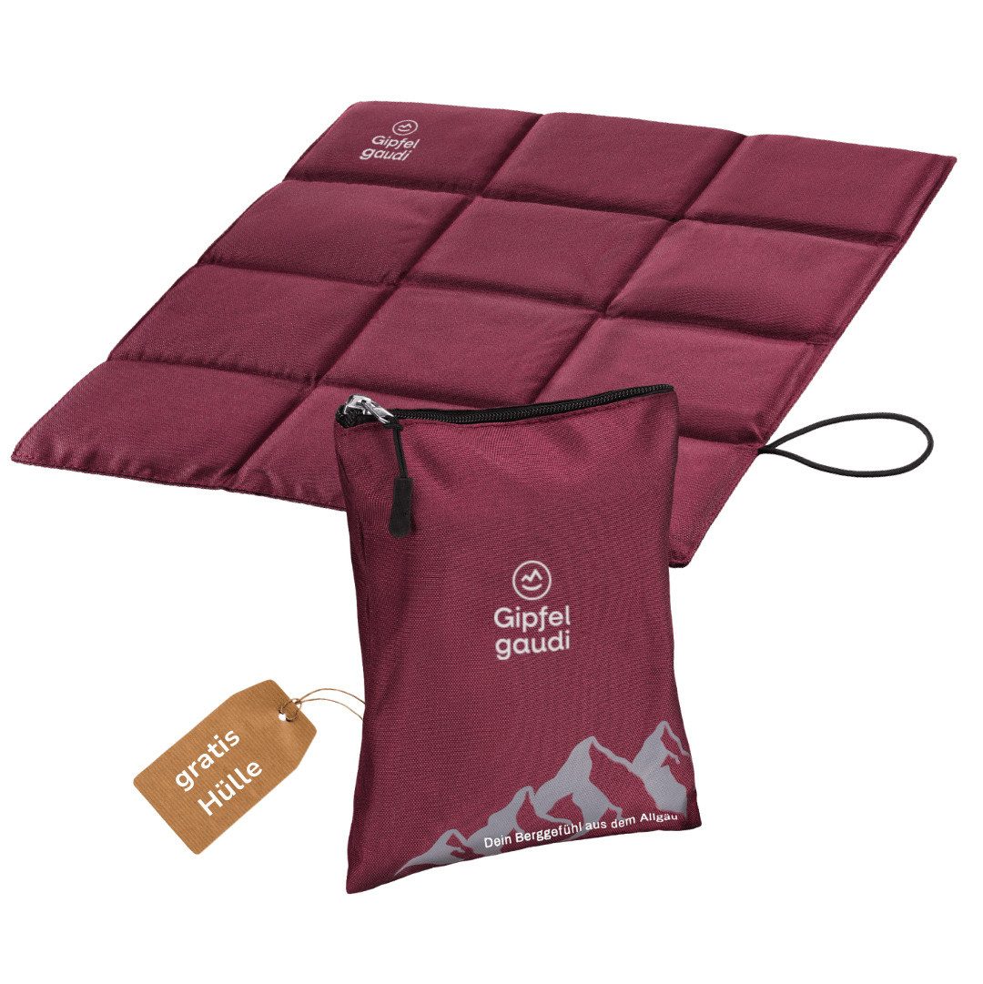 Gipfelgaudi Thermositzkissen Outdoor Sitzkissen faltbar inkl. Tasche, Ultraleicht & Wasserfest, isolierend, rutschfest und bequem