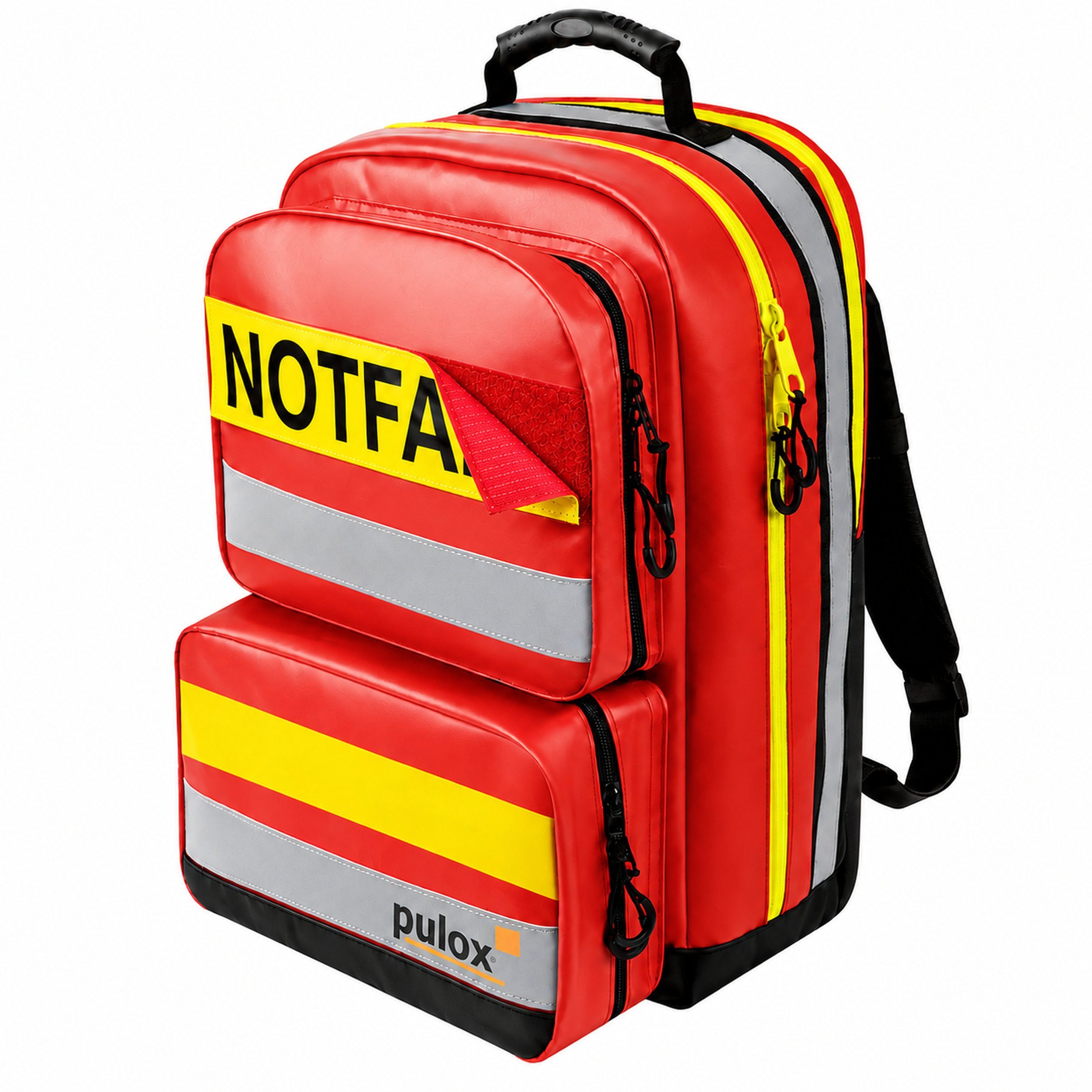 pulox Erste-Hilfe-Set Erste Hilfe Rucksack - Großer Notfallrucksack in Rot aus Plane, (1 St)