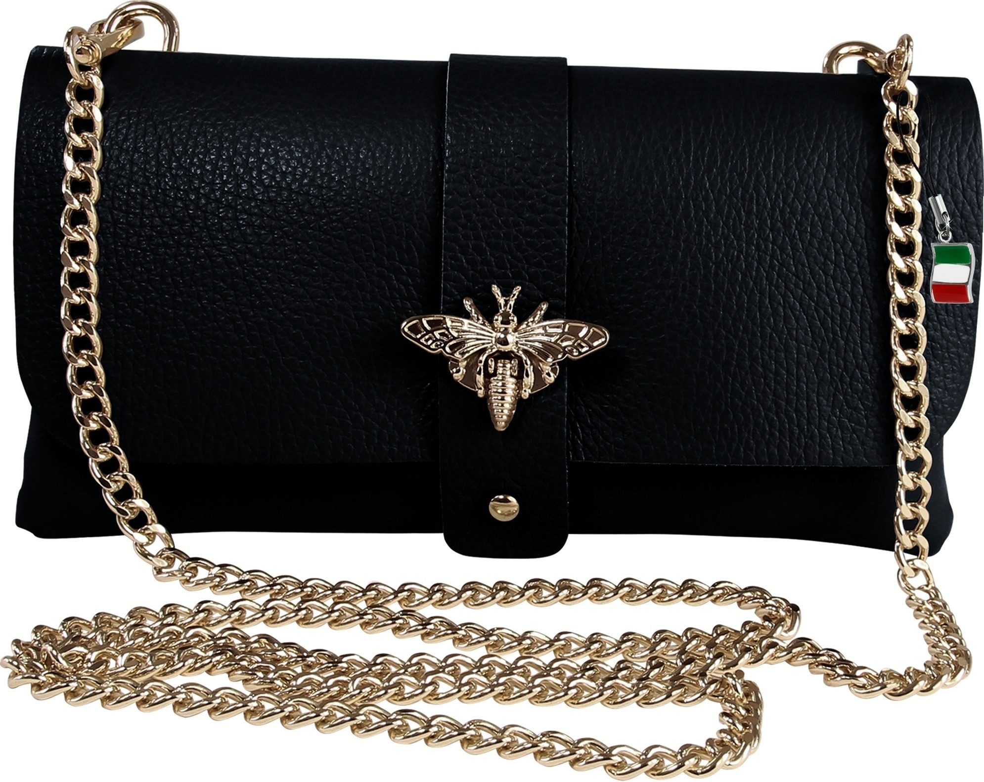 FLORENCE Schultertasche Florence Tasche schwarz Leder Clutch (Schultertasch günstig online kaufen