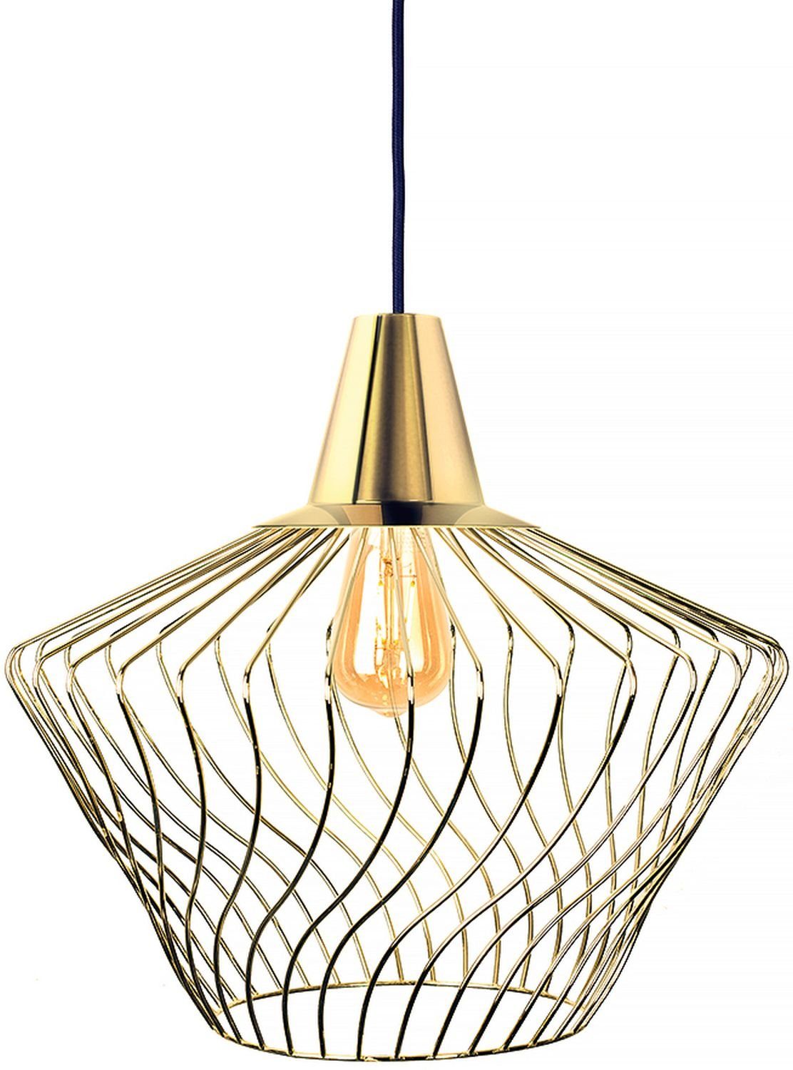 Licht-Erlebnisse Pendelleuchte TOMMY, ohne Leuchtmittel, Hängelampe in Gold Messing E27 Modern Design Esszimmer | Pendelleuchten