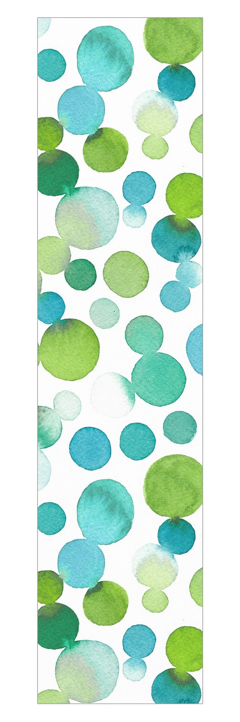 Bilderdepot24 Schiebegardine Flächenvorhang blickdicht Aquarellpunkte Blaugrün (1 St), halbtransparent, Wohnzimmer große Flächengardine lichtdurchlässig für Klemm-System