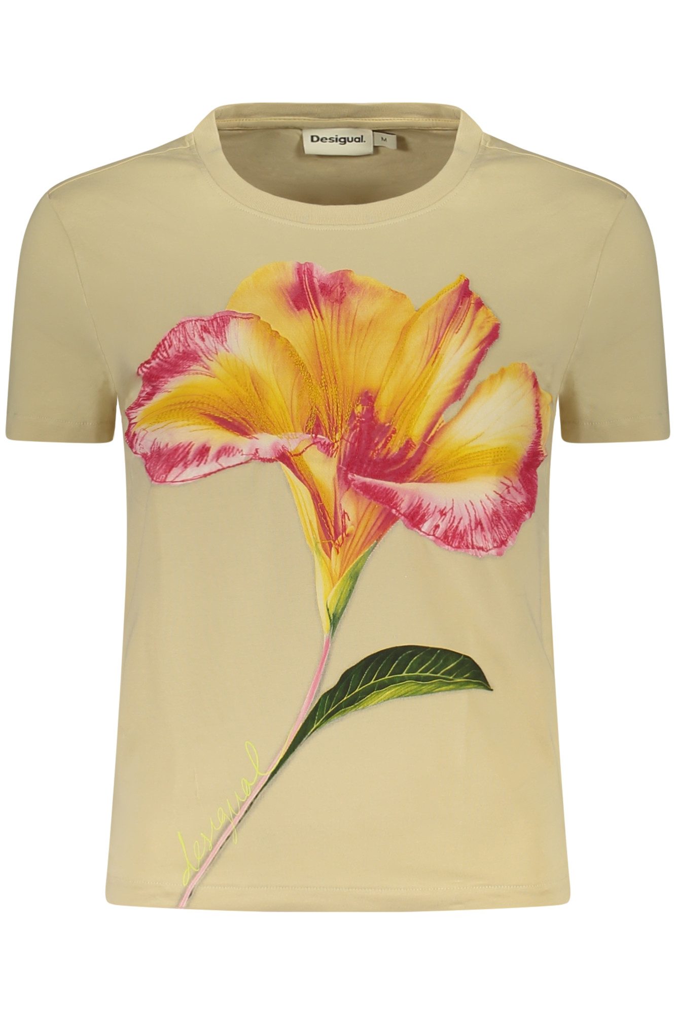 Desigual T-Shirt Stylisches Damen Kurzarm-T-Shirt in Beige mit Print