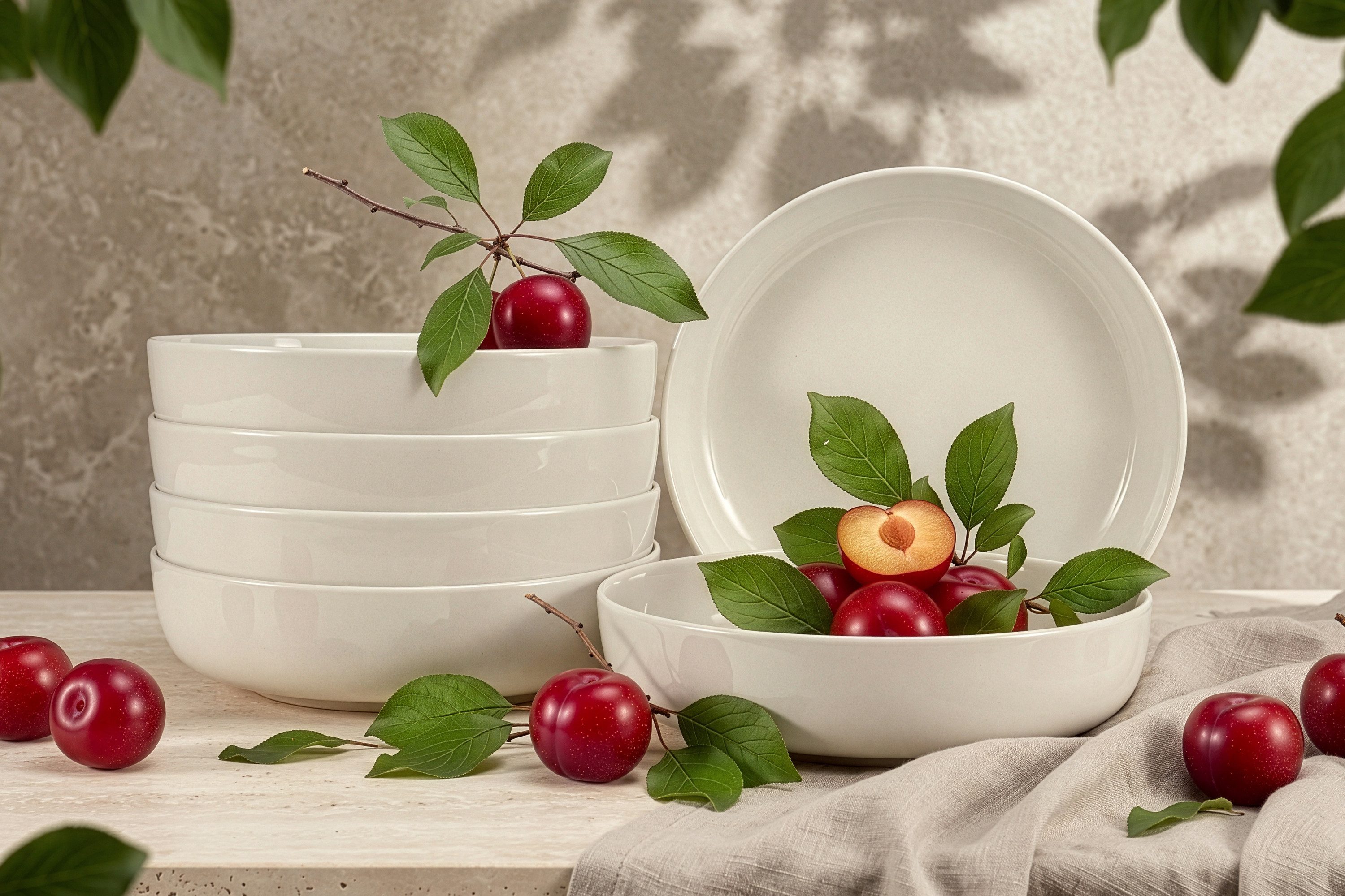 KONSIMO® Teller-Set VICTO Tafelservice hergestellt in der EU (6-tlg), 6 Personen, Steingut, spülmaschinengeeignet, mikrowellengeeignet, 6x Suppenteller