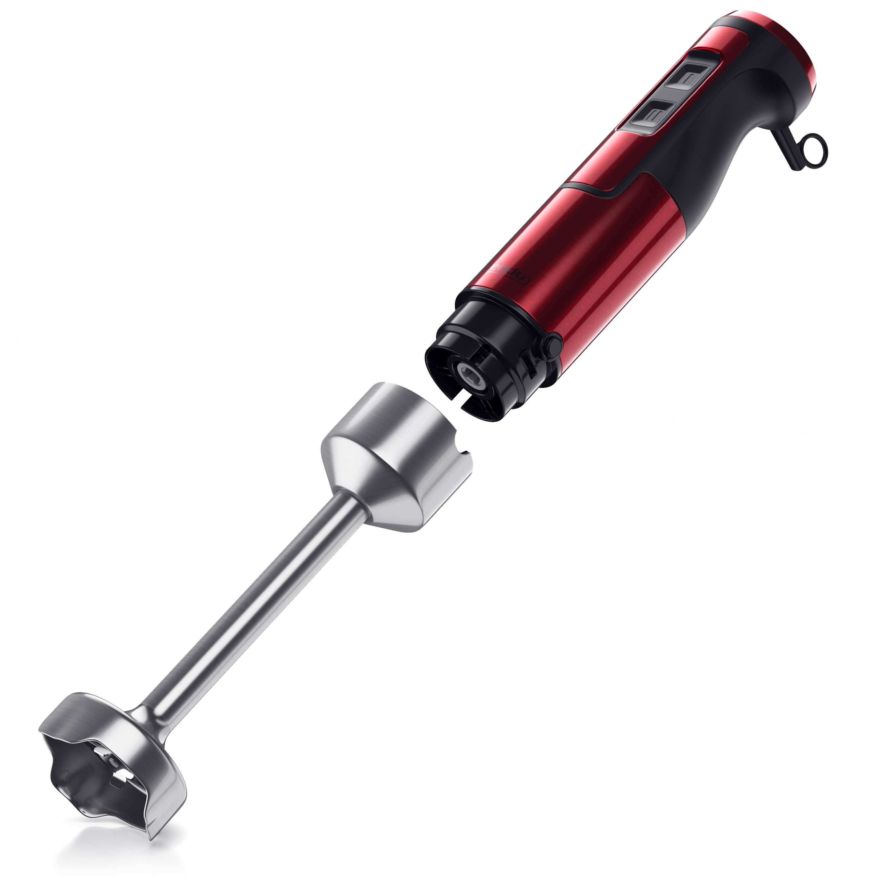 Arendo Stabmixer Pürierstab, Edelstahl, Handmixer, stufenlose Regelung, rot, 1000 W, Turbotaste, Abnehmbarer Mixfuß, GS-Zertifiziert, 1000 …