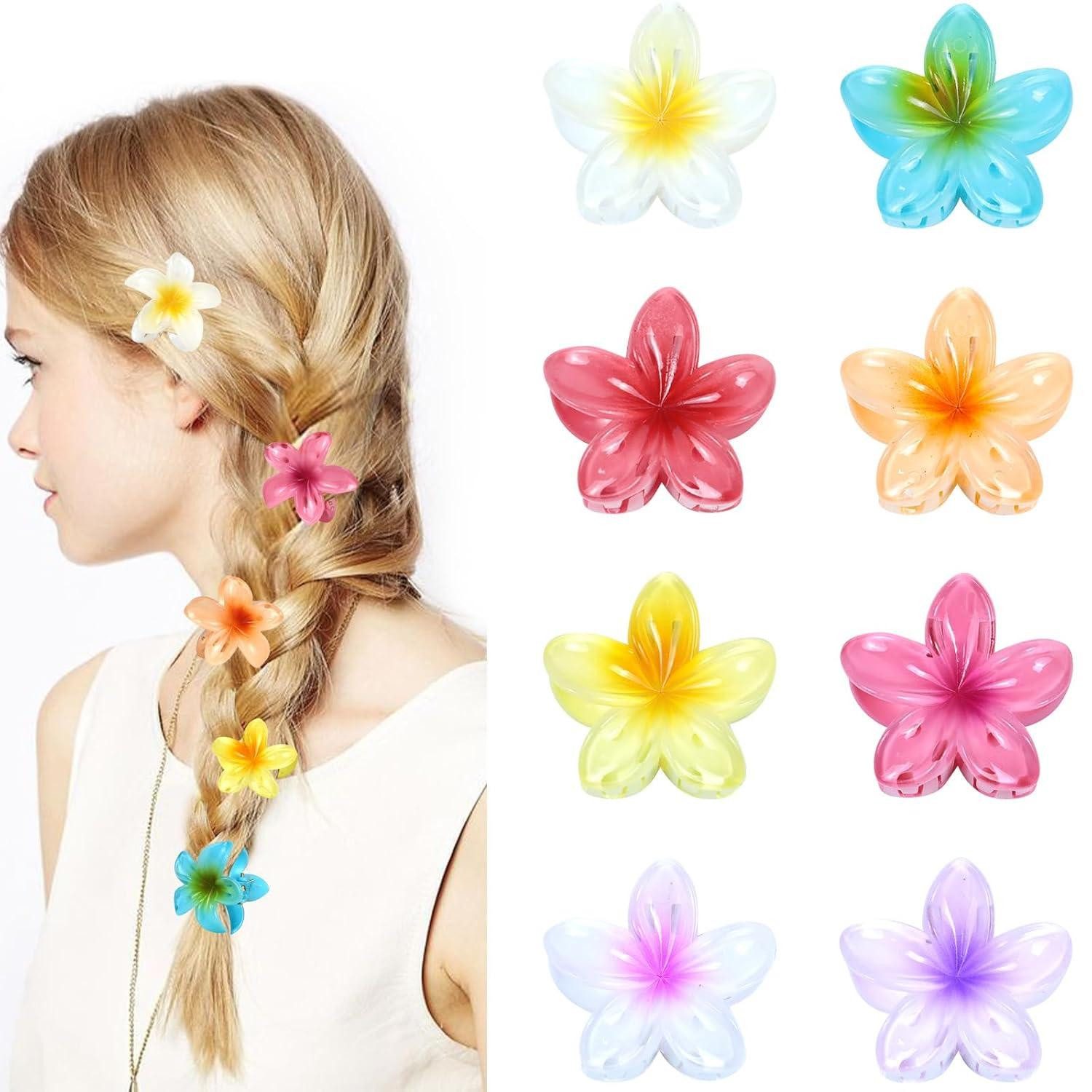Haarklammer 8 Stück Kunststoff Blumen Haarklammern Hawaii 4cm Damen Hair Clip