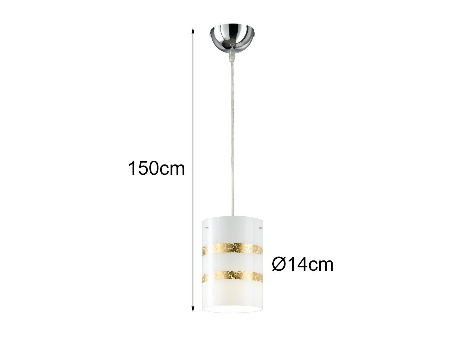 meineWunschleuchte Design, Gold wechselbar, klein Designerlampen LED Opal-Glas Lampenschirme Ø14cm Dekor Pendelleuchte, LED Warmweiß,