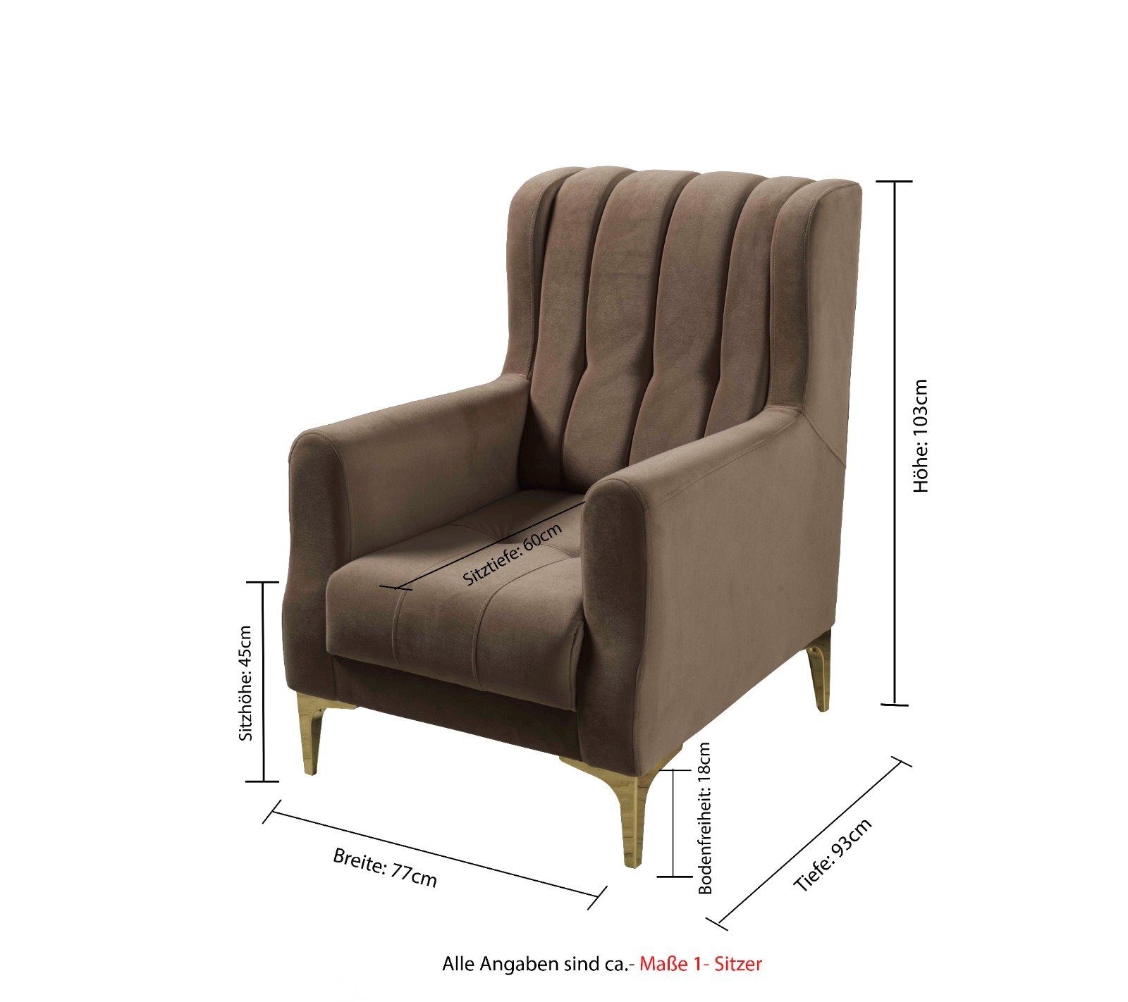 Braun 3-Sitzer, 2-Sitzer+Sessel, FERMINA inkl. (Spar-Set), Polstergarnitur PALERMO Zierkissen