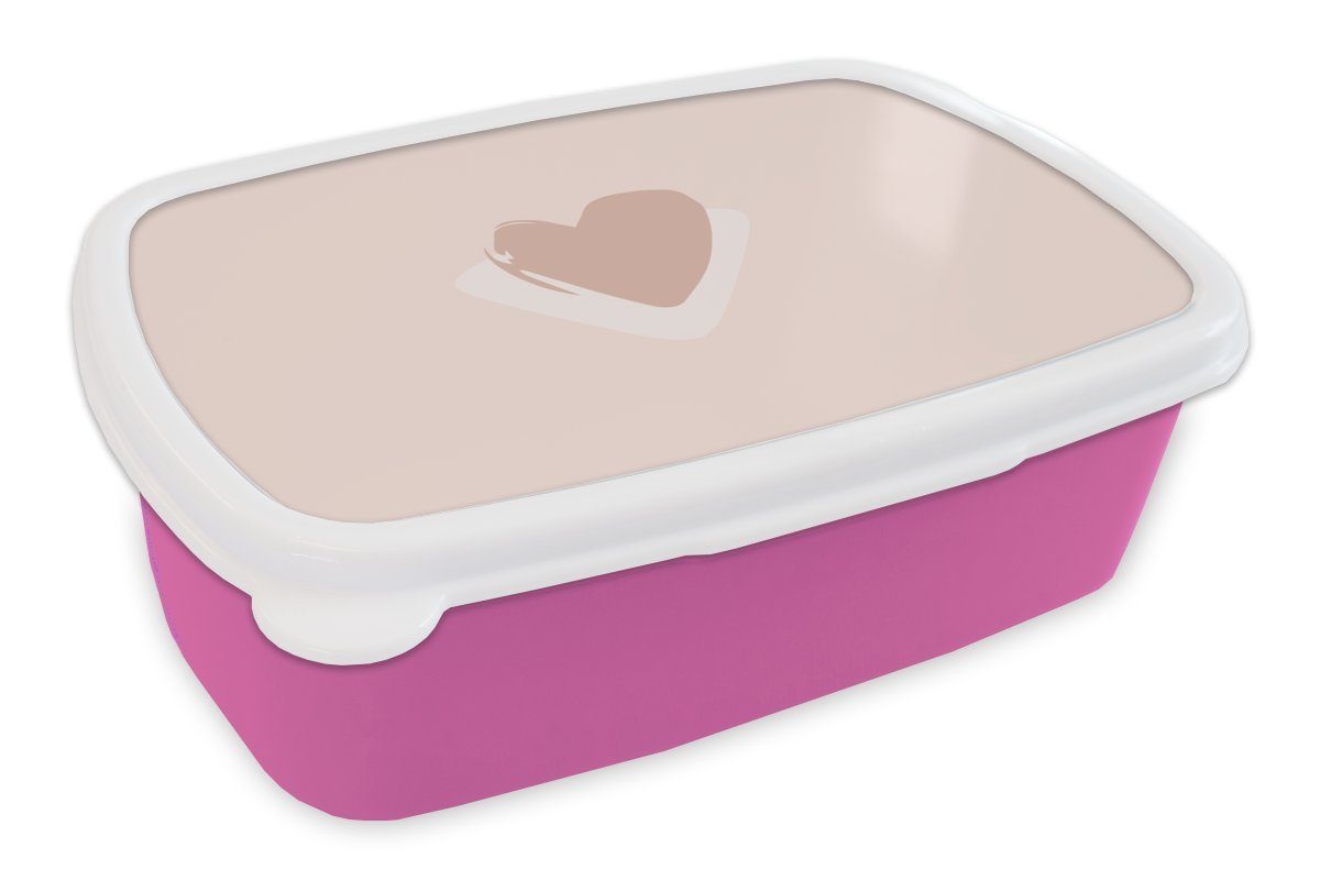MuchoWow Lunchbox Sommer - Herz - Rosa, Kunststoff, (2-tlg), Brotbox für Erwachsene, Brotdose Kinder, Snackbox, Mädchen, Kunststoff