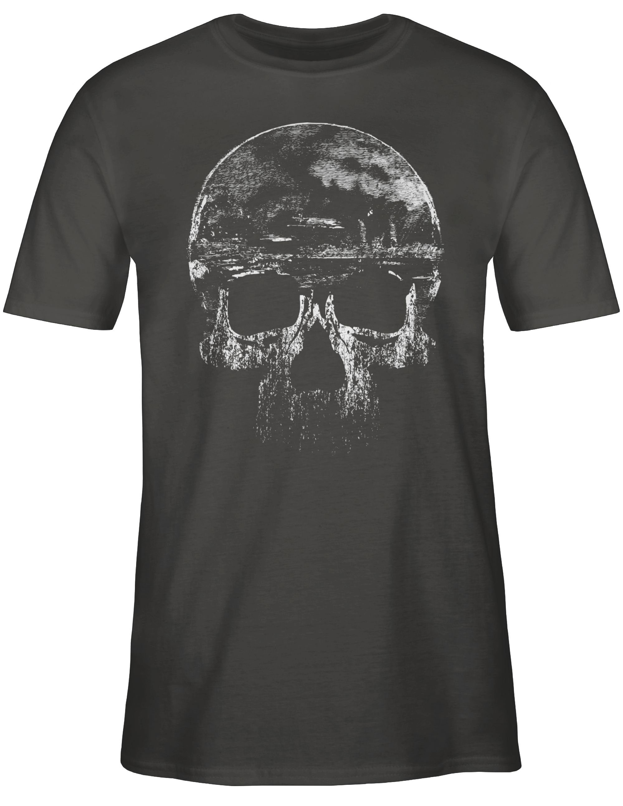 Biker T-Shirt 2 Totenkopf Shirtracer Vintage Dunkelgrau