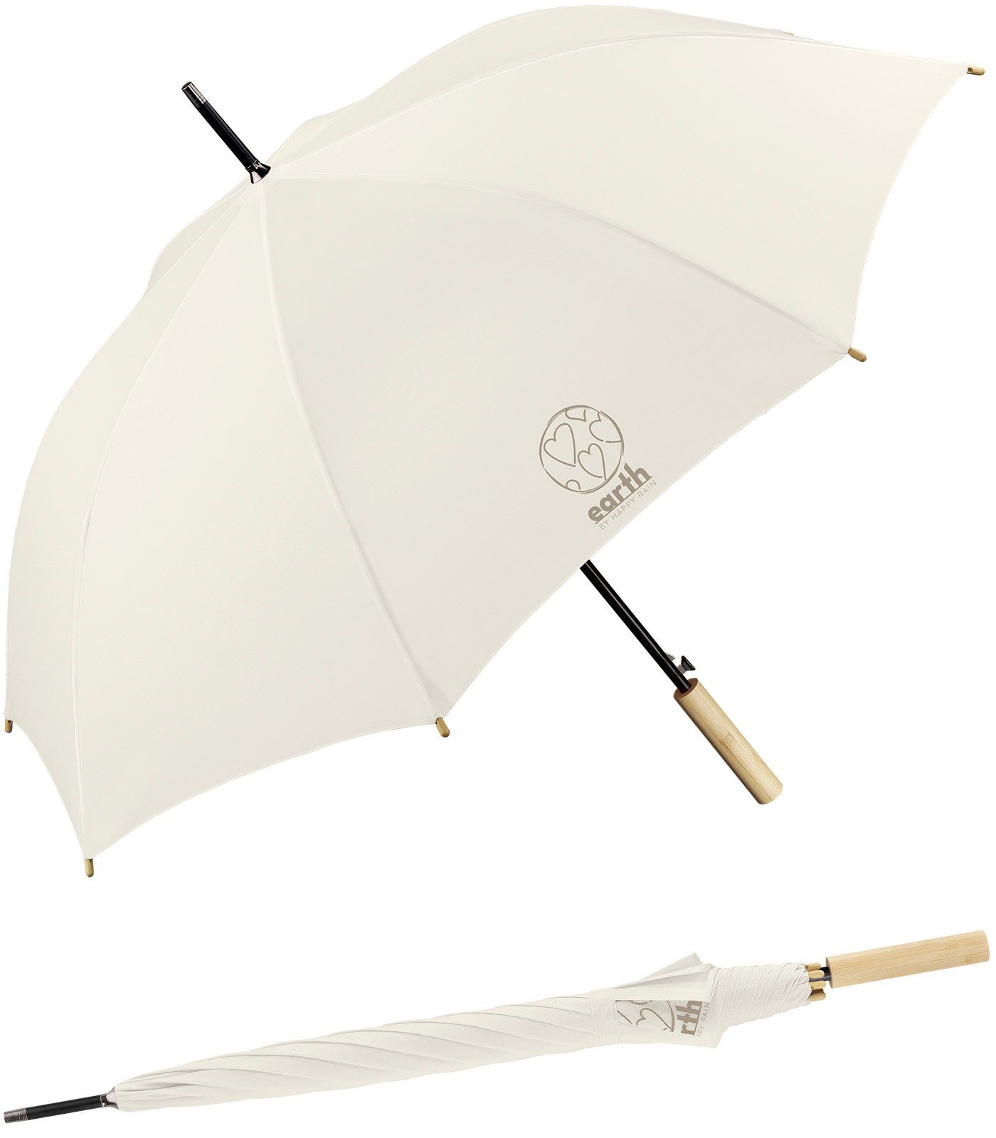 HAPPY RAIN Stockregenschirm Earth - nachhaltiger Schirm mit Auf-Automatik, gut geschützt etwas für die Umwelt tun