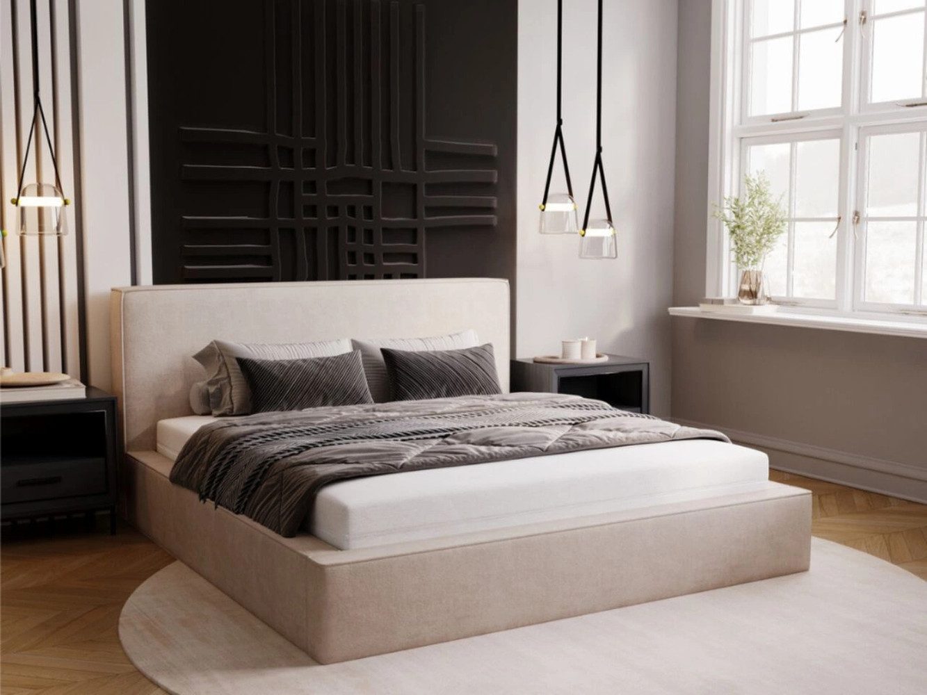 GrainGold Polsterbett mit Bettkästen MONACO, Modern Bett mit Kopfteil - 160 günstig online kaufen