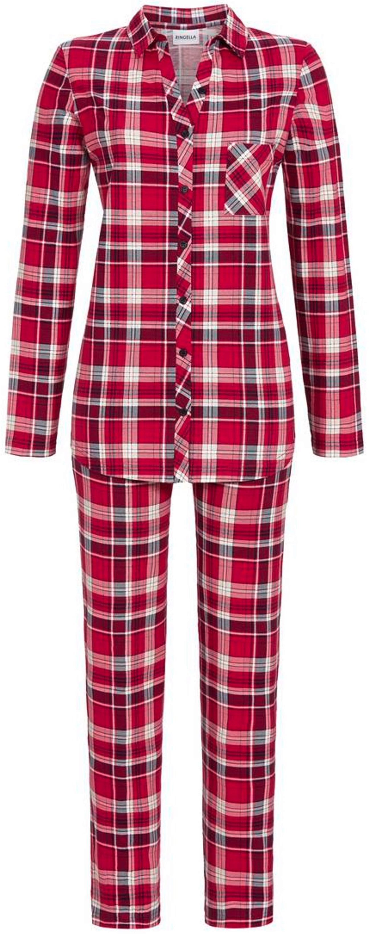 Ringella Schlafanzug Damen Pyjama geknöpft (2 tlg) Modisches Karo Design
