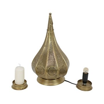 Casa Moro Nachttischlampe Orientalische Tischlampe Monza Gold, marokkanische Laterne, ohne Leuchtmittel, für elektrische und Kerzenbeleuchtung