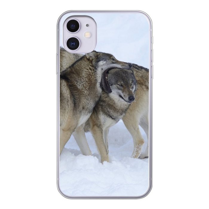 MuchoWow Handyhülle Wolf - Europa - Schnee Handyhülle Apple iPhone 11 Smartphone-Bumper Print Handy
