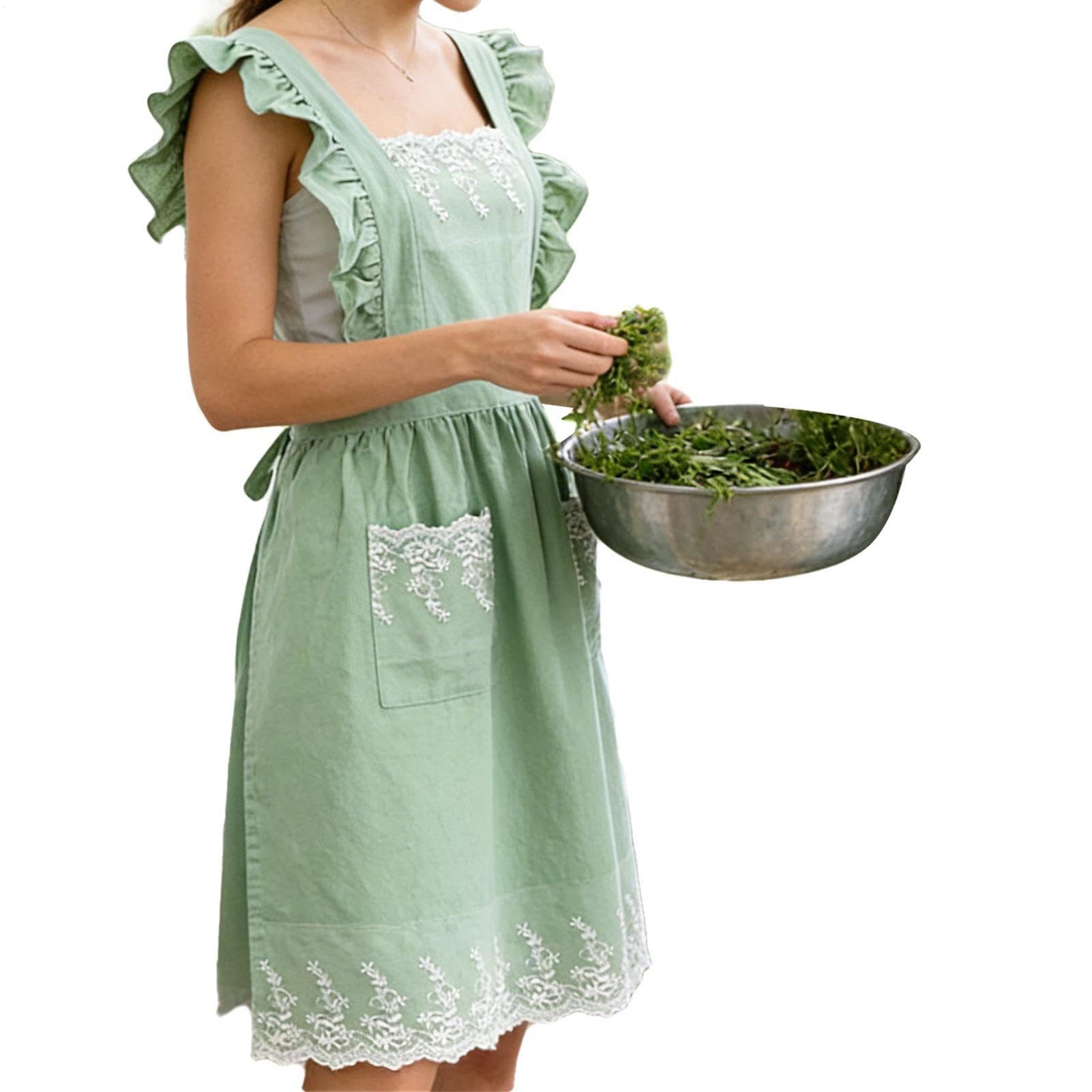 Agger Kochschürze Küchenschürzen für Damen Damenkleider-Gartenarbeitsschürze, (Elegant verstellbar mit Taschen), Zum Kochen, Backen, Reinigen, Arbeiten, Malen, Garten