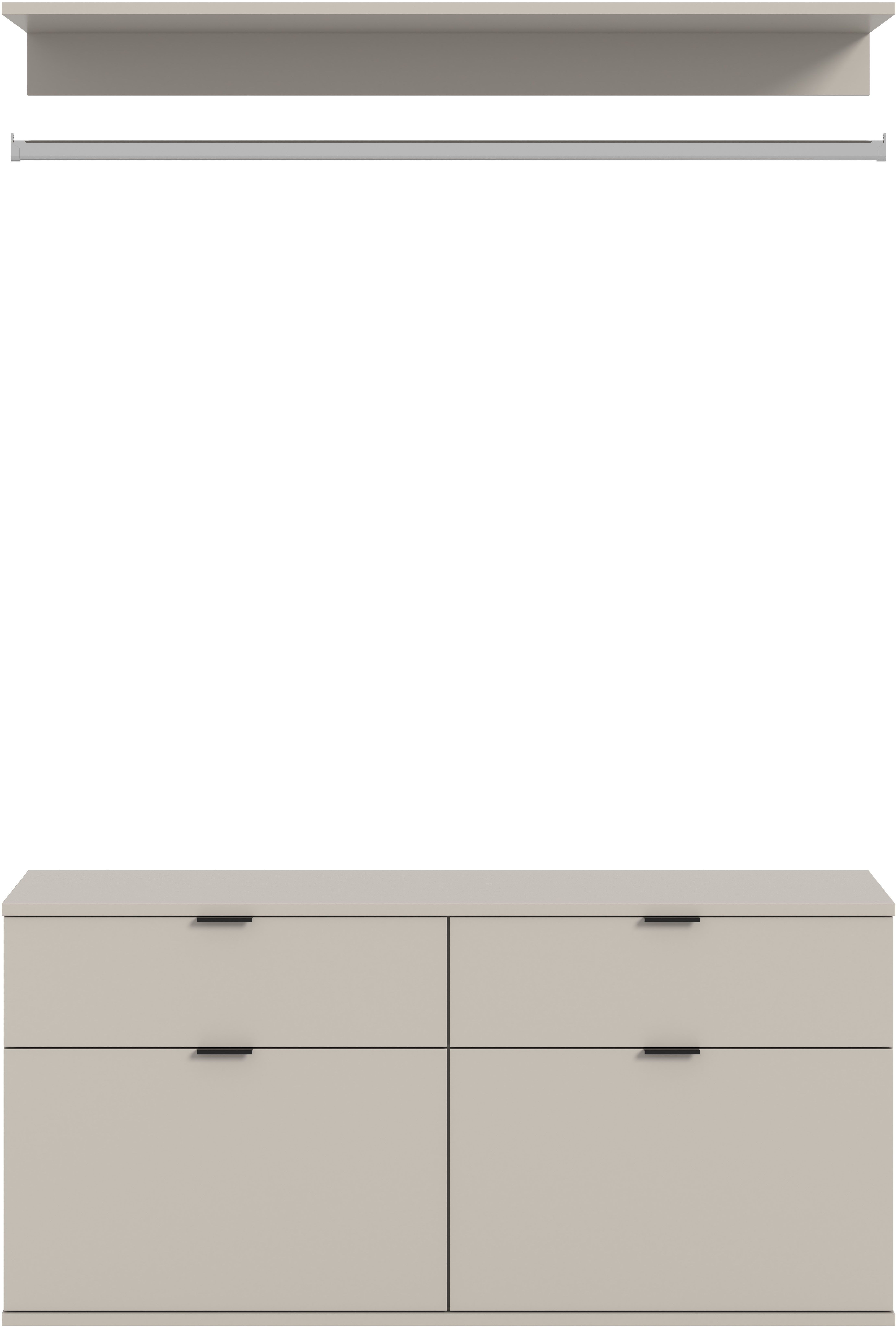 Home affaire Garderoben-Set TRONDHEIM, 3-teilig, Breite 121 cm, Zwischenbauelement, (3-St., nicht einzeln nutzbar, nur in Kombination mit Schränken der Serie), Kommode, Kleiderstange, Ablageboden
