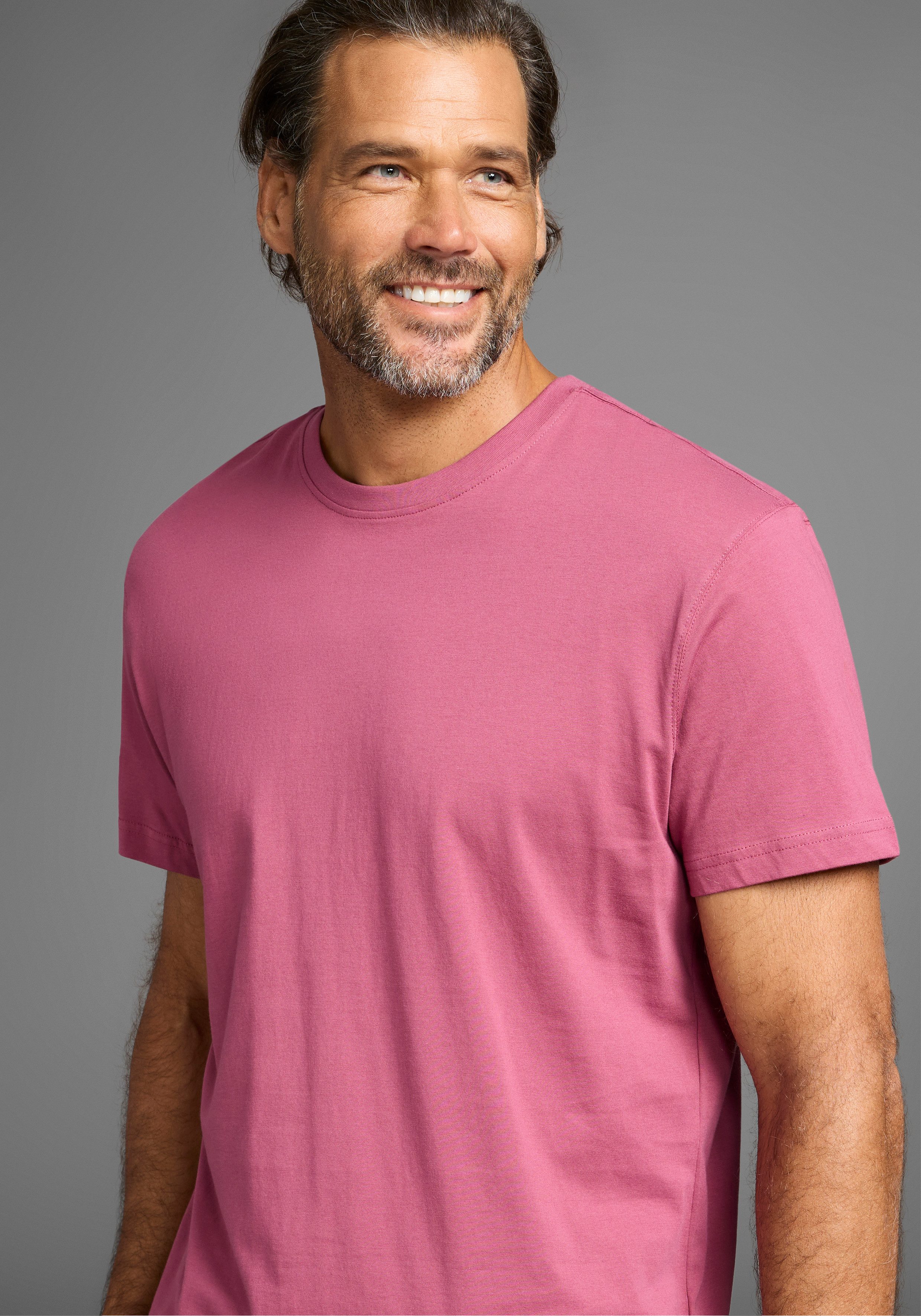 Man's World T-Shirt neue Farben! (3er-Pack) Kurzarm, unifarben, Rundhals, aus Baumwolle