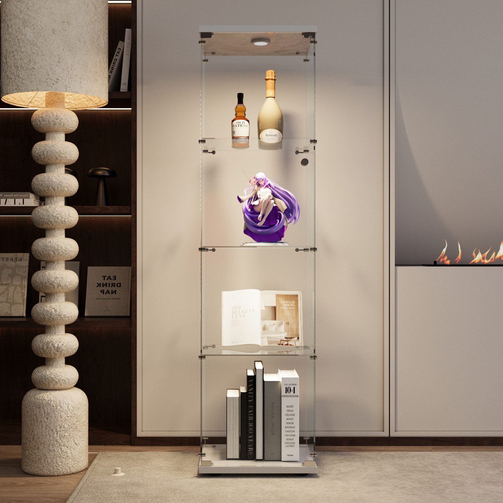 FUROKOY Glasvitrine Standvitrine, Modern Glas Vitrinenschrank günstig online kaufen