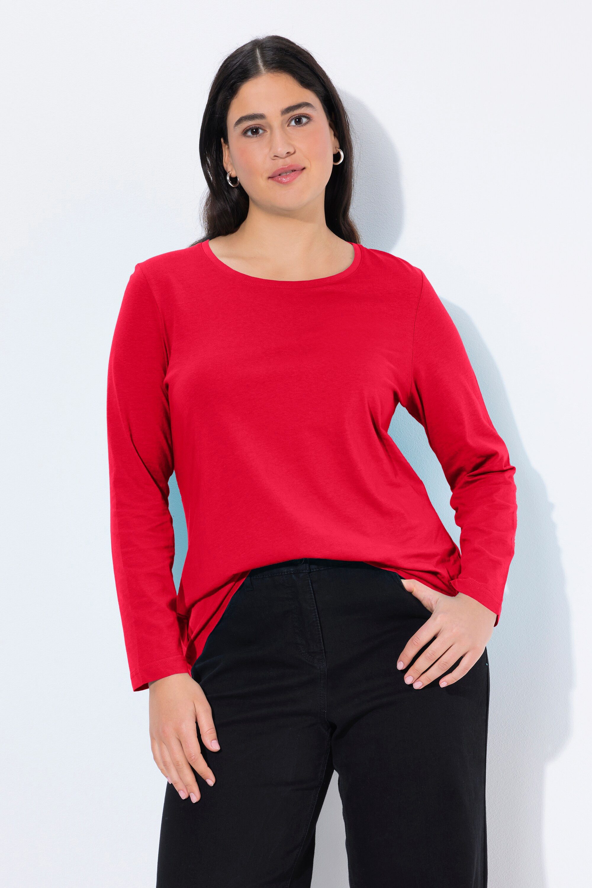 Ulla Popken T-Shirt bis 64 Oberteil Langarmshirt Basic Langarm günstig online kaufen