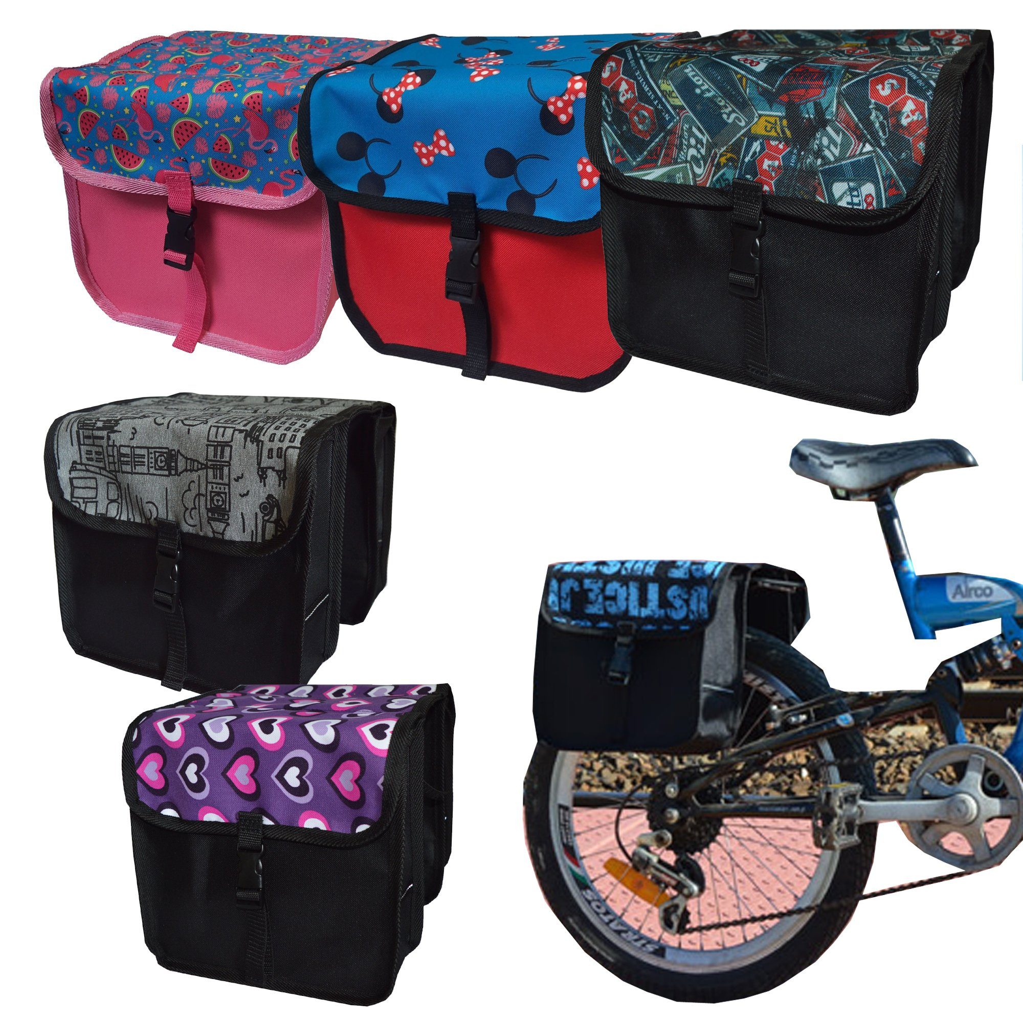 Aves-24 Fahrradtasche FAHRRADTASCHE Kinder Kinderfahrrad 14" 16" 18" 20" Tasche Satteltasche, 7. Mini - Punkte