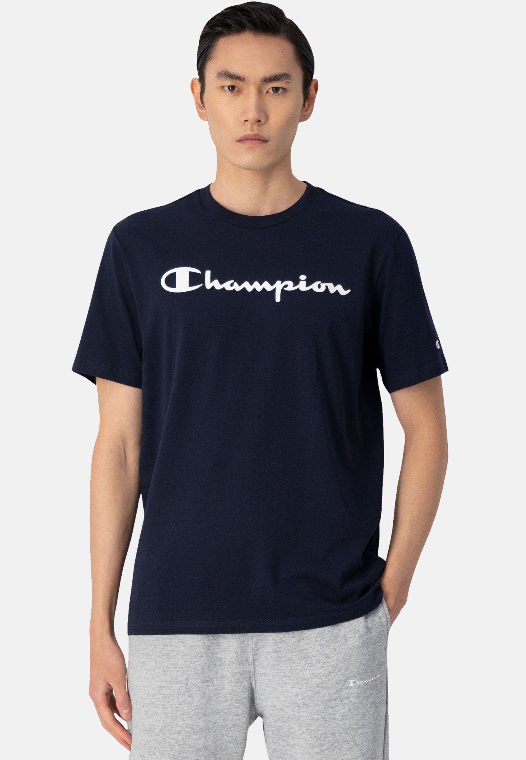 Champion T-Shirt Shirt Rundhals-T-Shirt aus Baumwolle mit dunkelblau | 