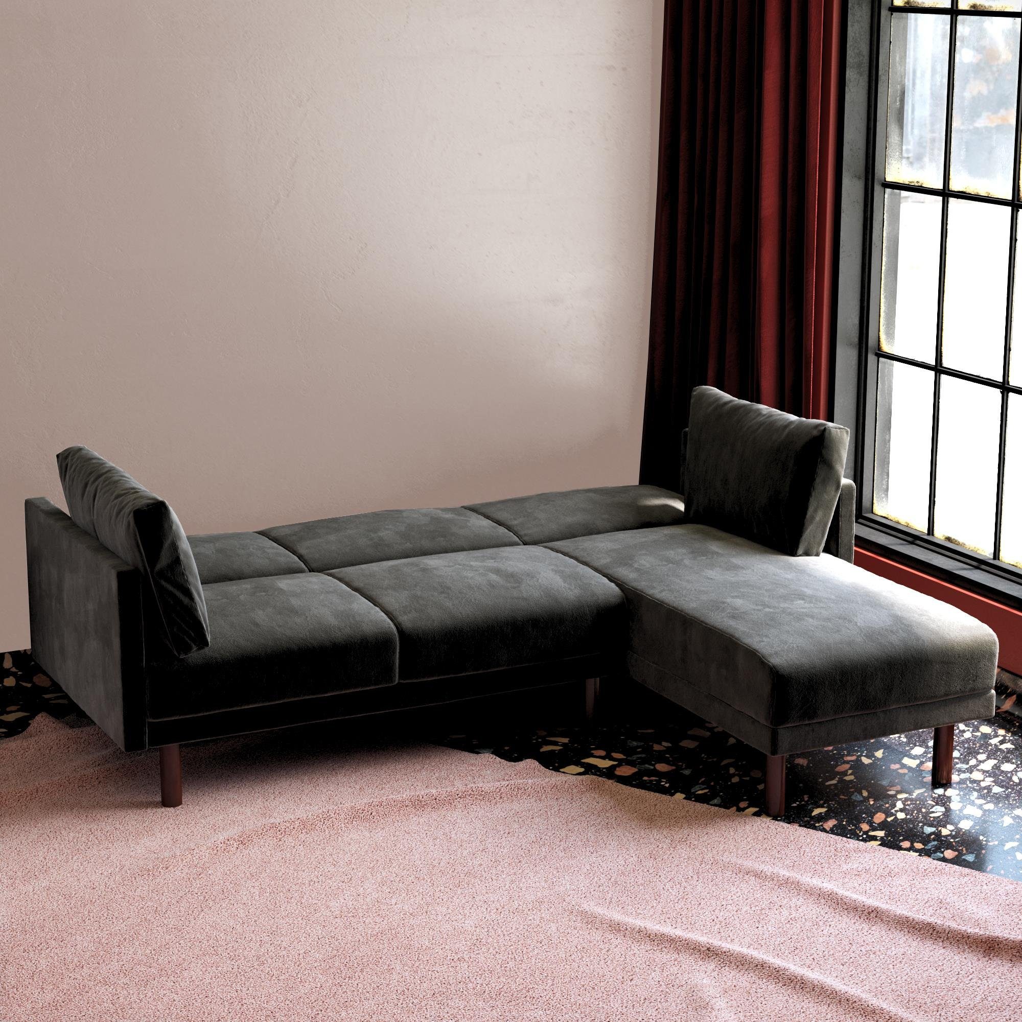 Relaxfunktion, Samtoptik, mit schwarz in Bezug loft24 Clair, 204,5 cm Schlafsofa Breite