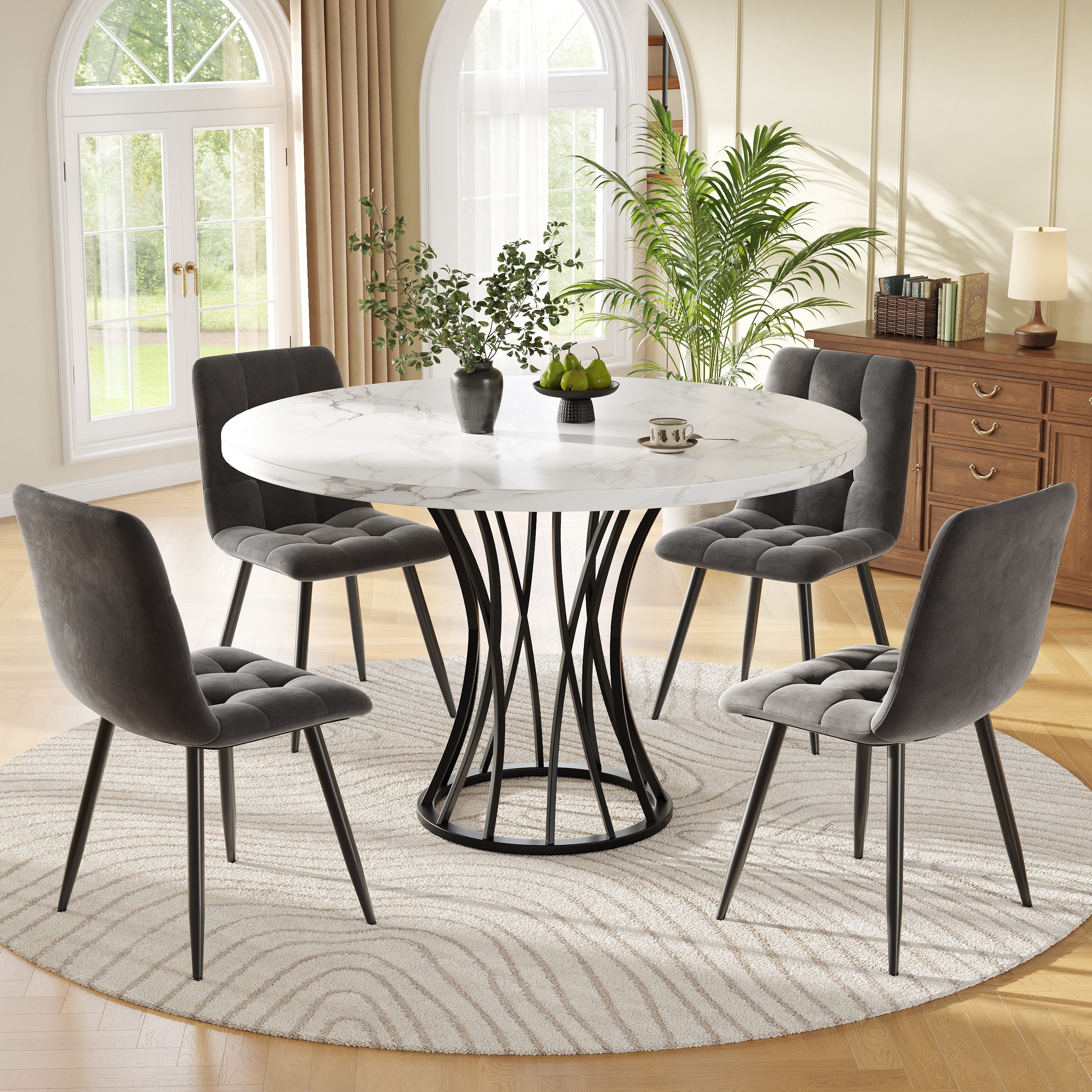 OKWISH Essgruppe Esstisch mit 4 Stühlen, günstig online kaufen