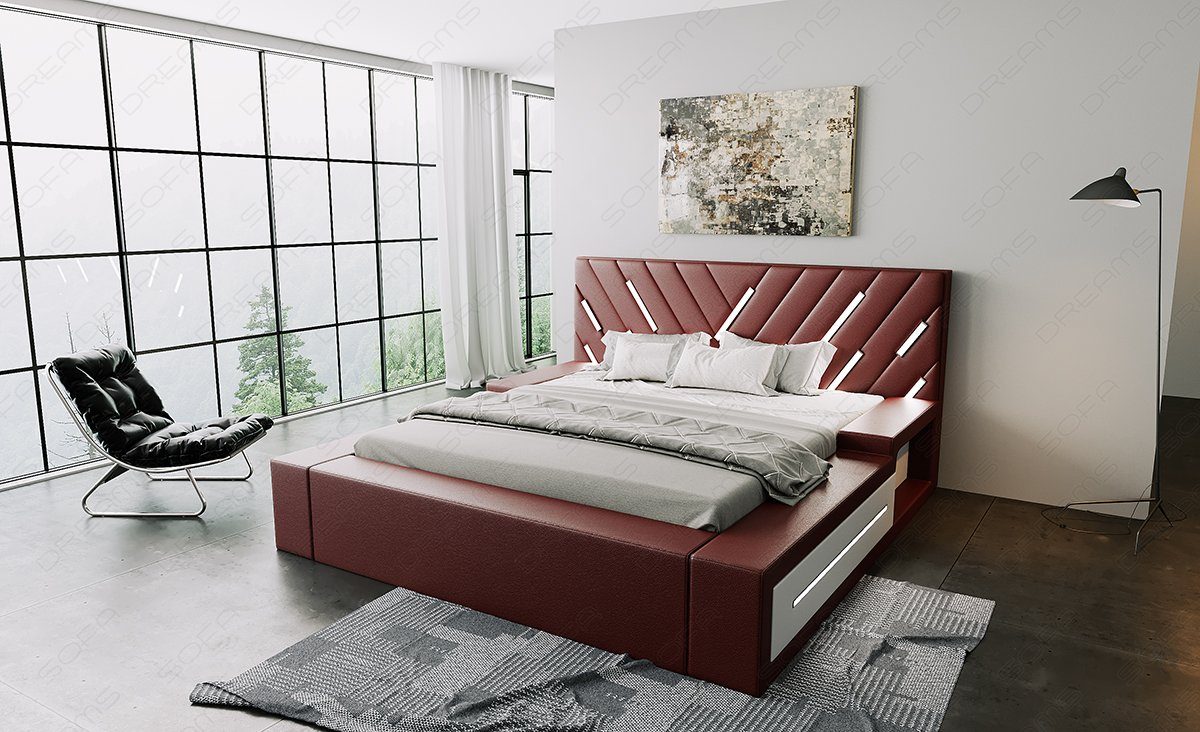 Sofa Dreams Boxspringbett Contrada (6 Teile), Topper, LED-Beleuchtung, Kunstleder Bett, versch. Liegemaße erhältlich