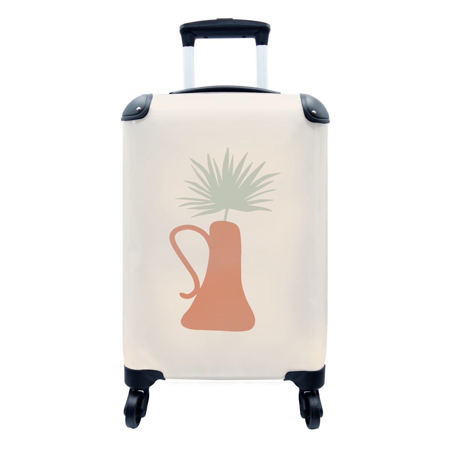 MuchoWow Handgepäckkoffer Pastell - Vase - Pflanze, 4 Rollen, Reisetasche mit rollen, Handgepäck für Ferien, Trolley, Reisekoffer