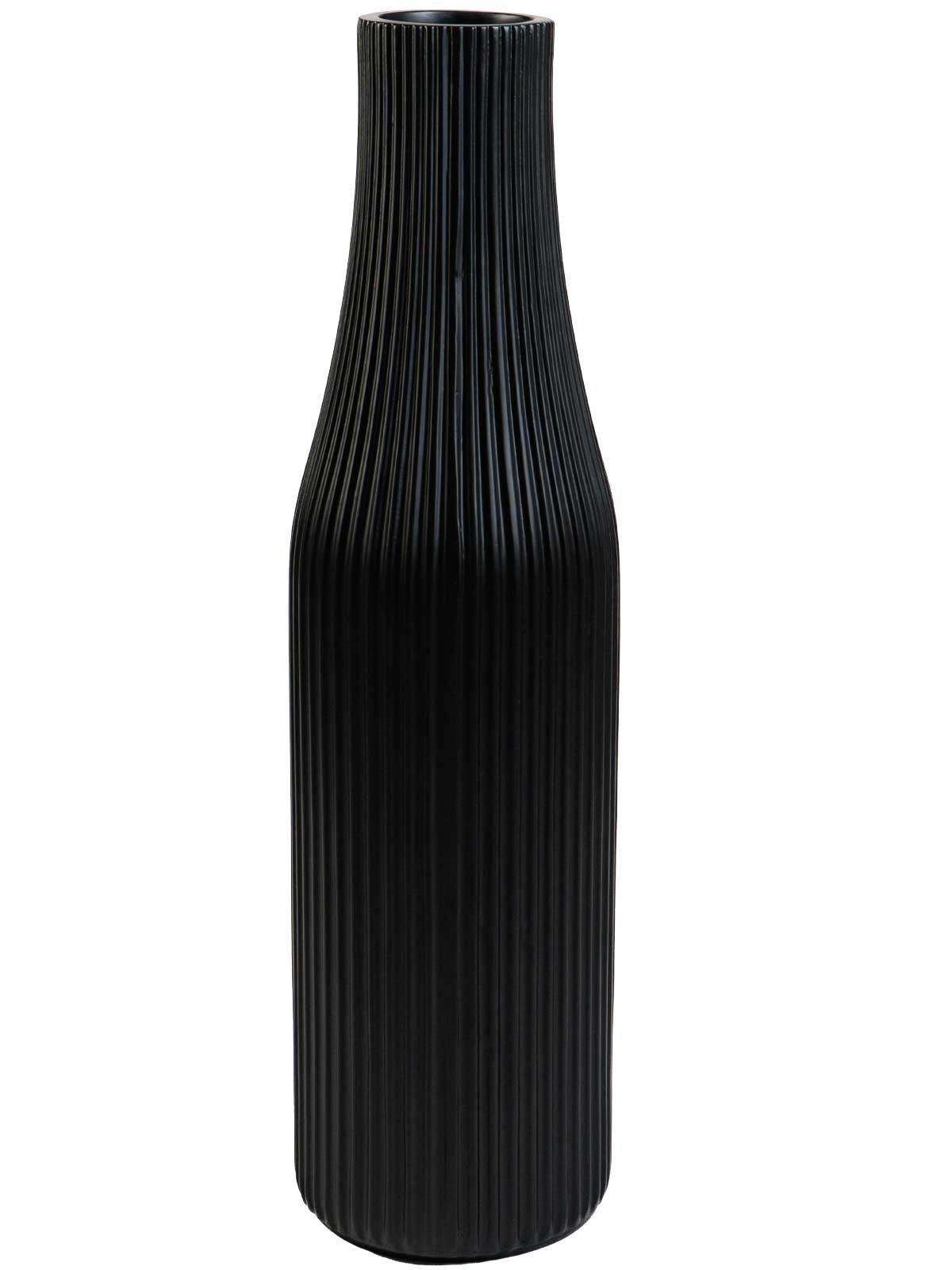 VIVANNO Bodenvase Fiberglas VERTIGO Säule - Schwarz Matt Mit Muster (1 St), 20x20x80 cm