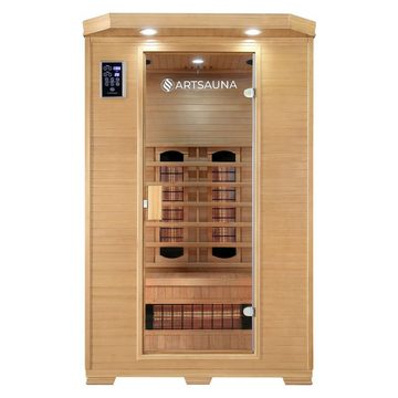 Artsauna Infrarotkabine Oslo, für 2 Personen, Hemlockholz, HiFi-System, Ionisator, LED-Farblicht