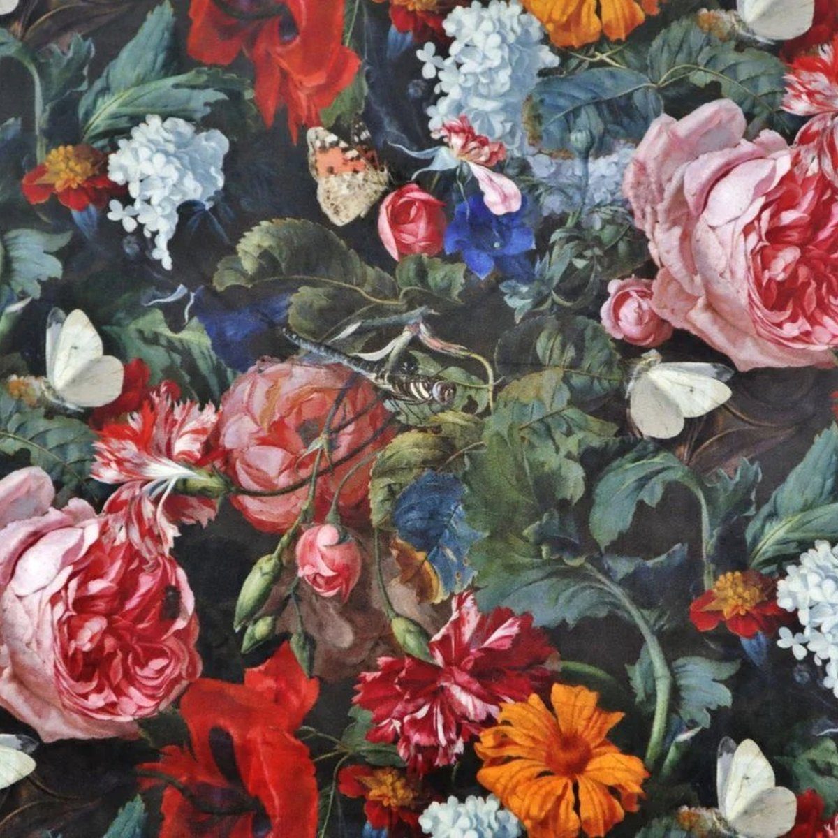 Stofferia Stoff Polsterstoff Samt-Digitaldruck Painting Still Life Schwarz, Meterware