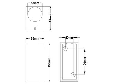 meineWunschleuchte LED Außen-Wandleuchte, LED wechselbar, warmweiß, up down Light, 15cm, Terrassenleuchten Außenlicht Fassadenlampen, Weiß