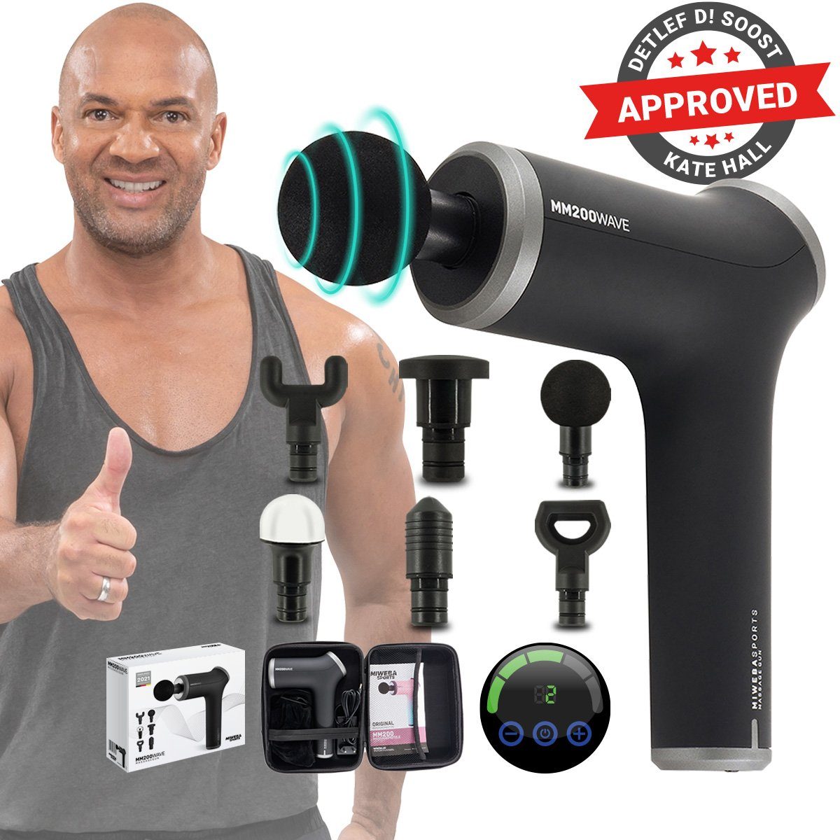Massagepistole Profi Massage Pistole MM200 inkl. 6 Massageköpfen - 2500 mAh