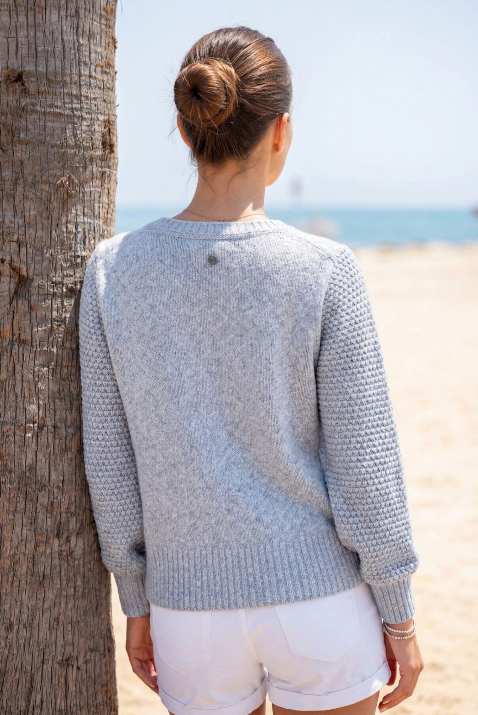 Zaubermond Strickpullover Lockerer Pullover mit metallischen Akzenten & Ärmelstrickstruktur in