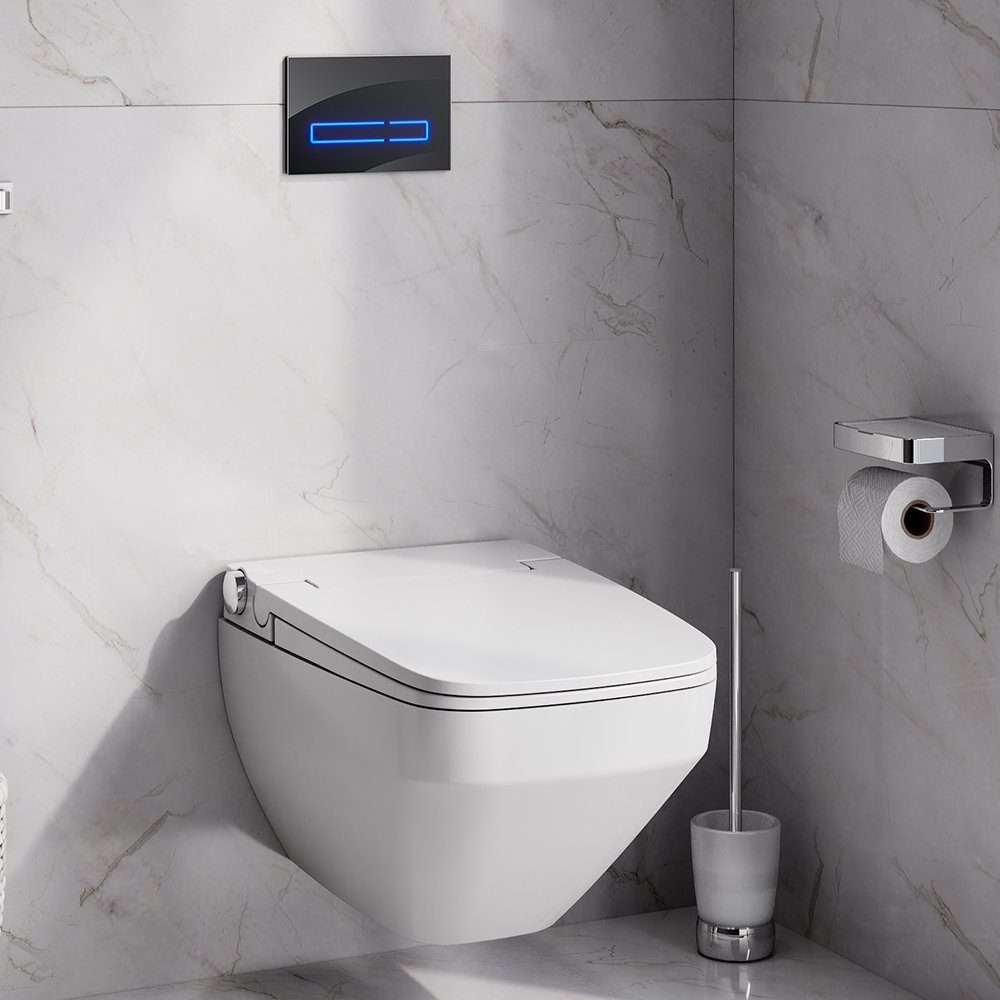 AM.PM Tiefspül-WC Inspire V2.0 intelligente Toilette, Spülrandloses WC,  wandhängend, Hängende Montage, wandhängend, Abgang waagerecht,  Haartrockner, Beleuchtung, Sitzheizung, Hydromassagefunktion