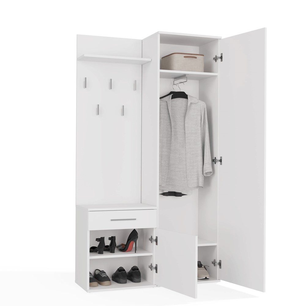 MAGOWA Kompaktgarderobe Moderner Kleiderschrank mit Spiegel günstig online kaufen