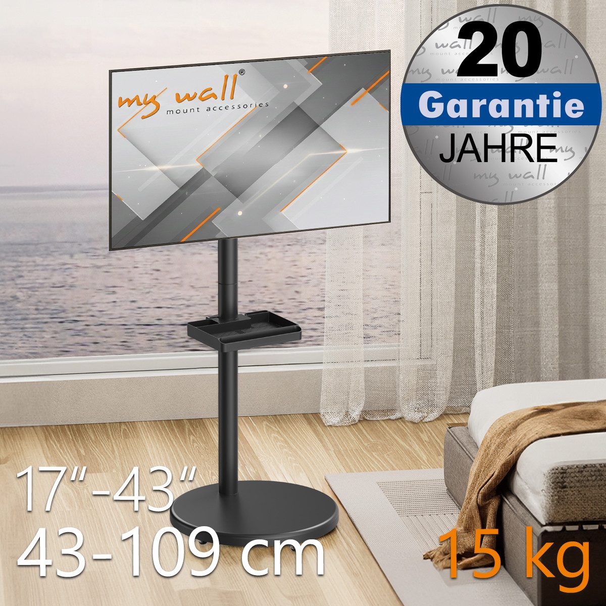 my wall TV-Ständer HP90L, (bis 73 Zoll, Packung, 1-teilig, bis 43 Zoll, Hoch- und Querformat, höhenverstellbar)