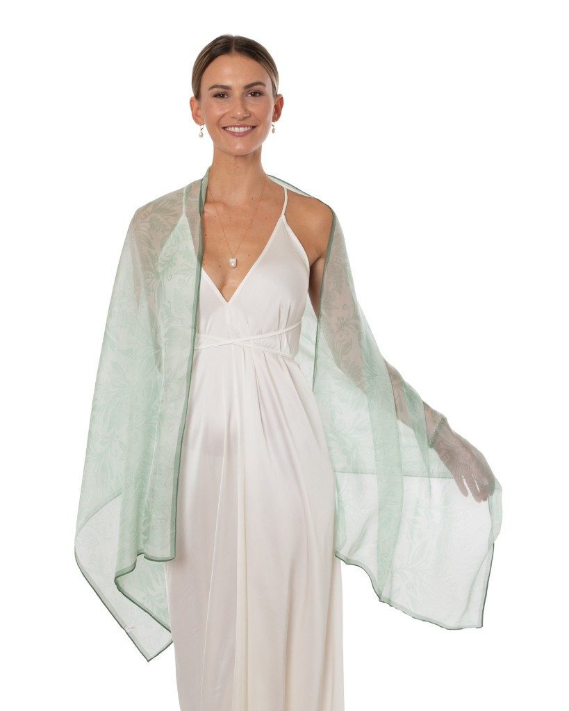 MayTree Seidenschal Seidenchiffon zarte Blumen grün günstig online kaufen