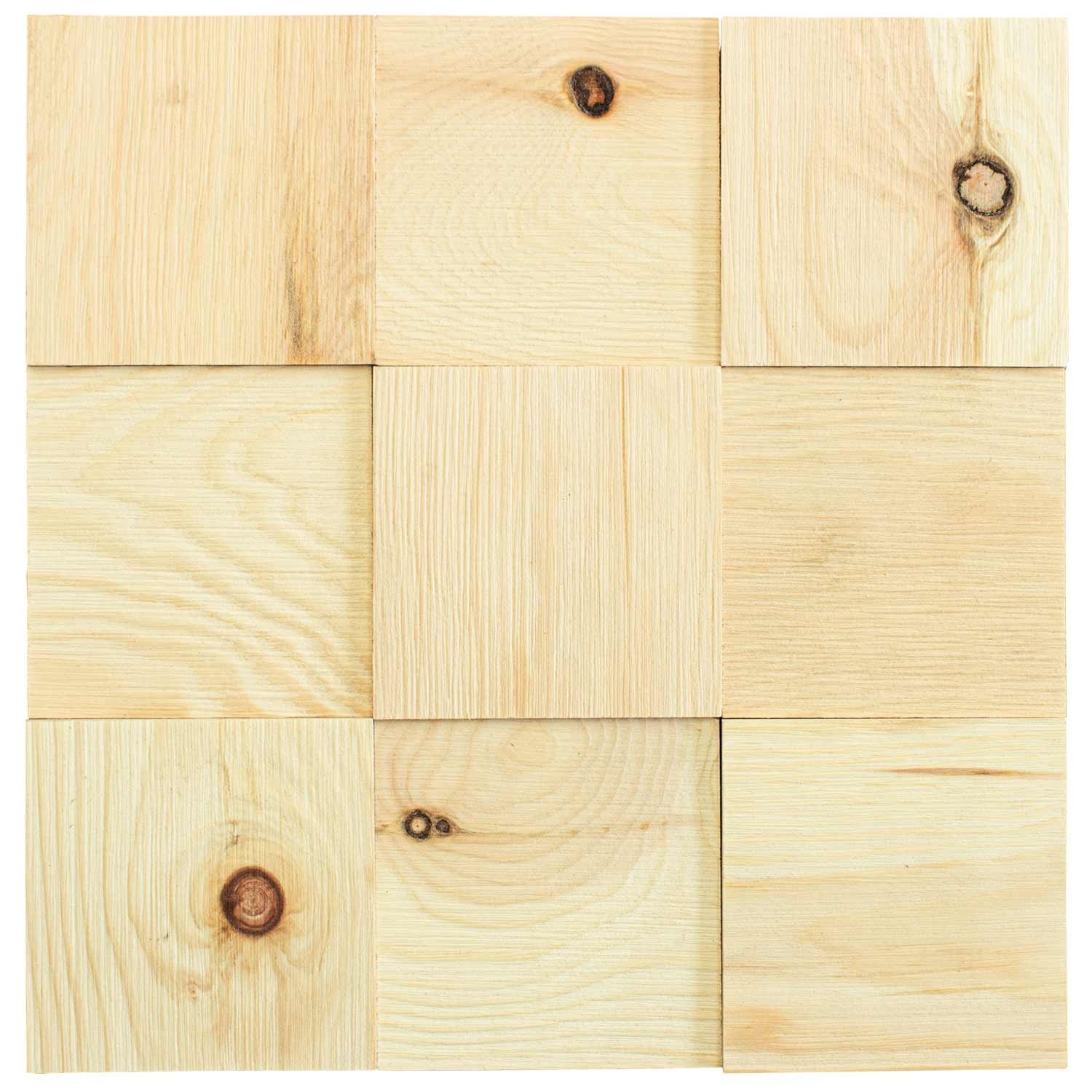 wodewa GmbH 3D Wandpaneel Vollholz - Serie 100 -, BxL: 10x10 cm, 0,01 qm, (Matte, 9-tlg., 0,09 m) 3D-Optik, Selbstklebend