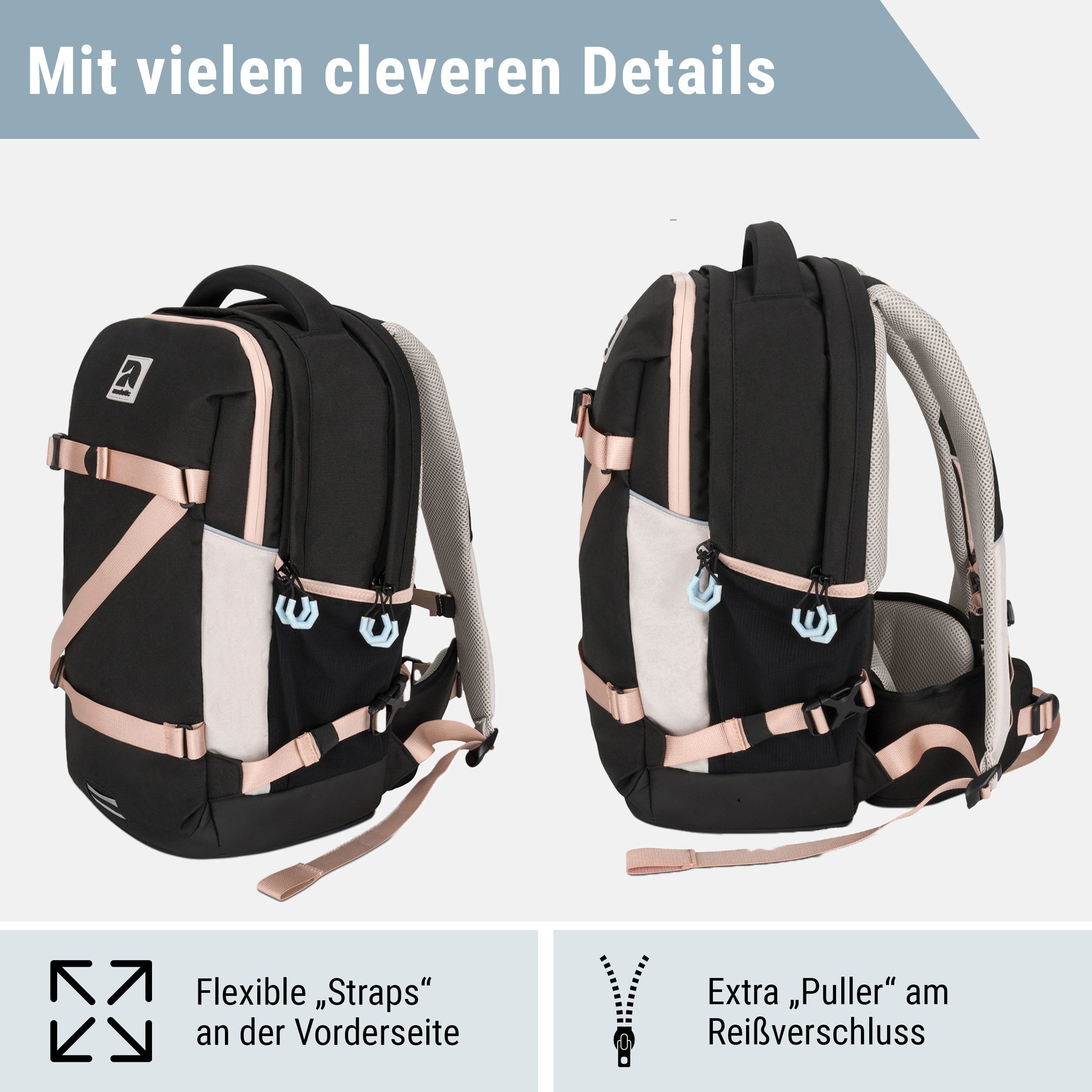 audetic Schulrucksack Cosmo Rucksack Schule Mädchen Jungen Teenager (1-tlg), Ergonomisch, Gepolstert, Wasserabweisend – Bild 5 von 5